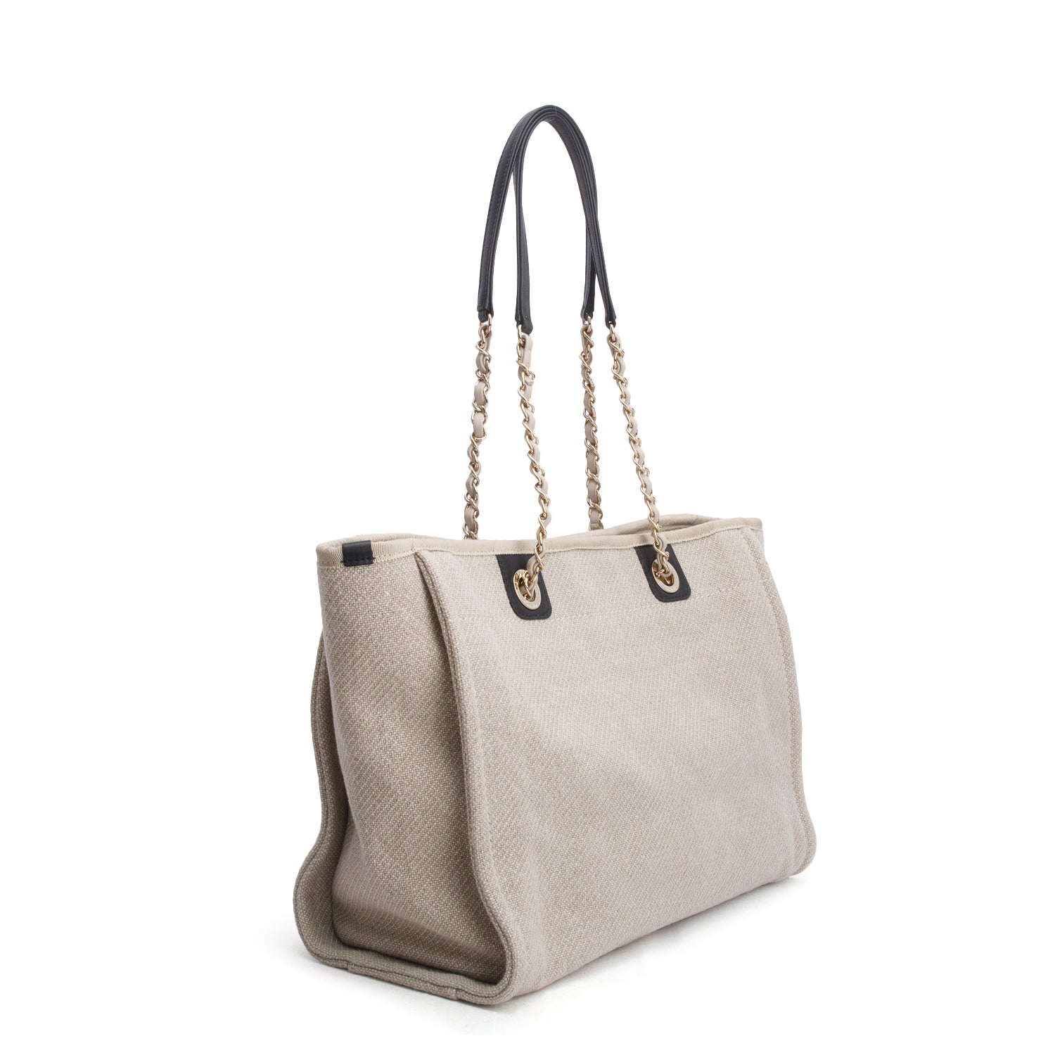 Chanel Beige Canvas Small Deauville Tote w/ Pouch