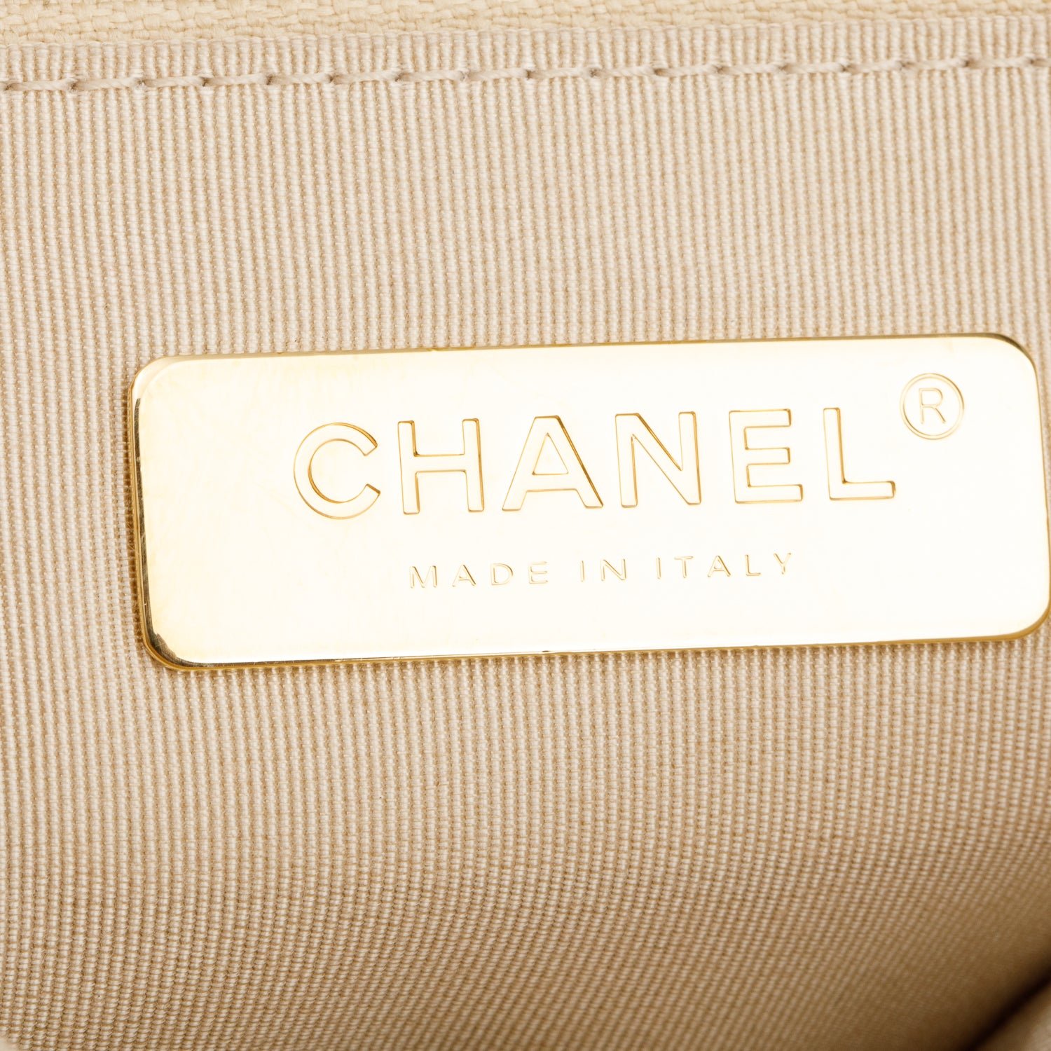 Chanel Beige Lambskin Leather Medium 19 Flap Bag w/ Authenticity Card