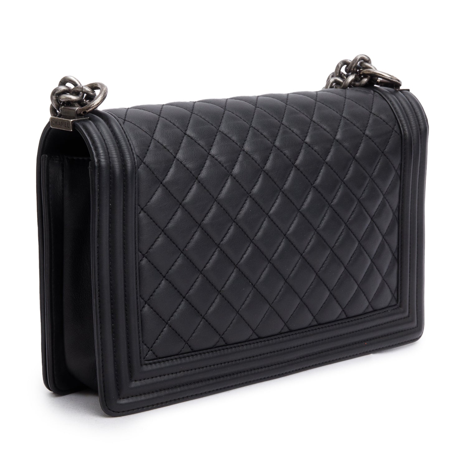 Chanel Black Quilted Lambskin Leather Large Boy Bag