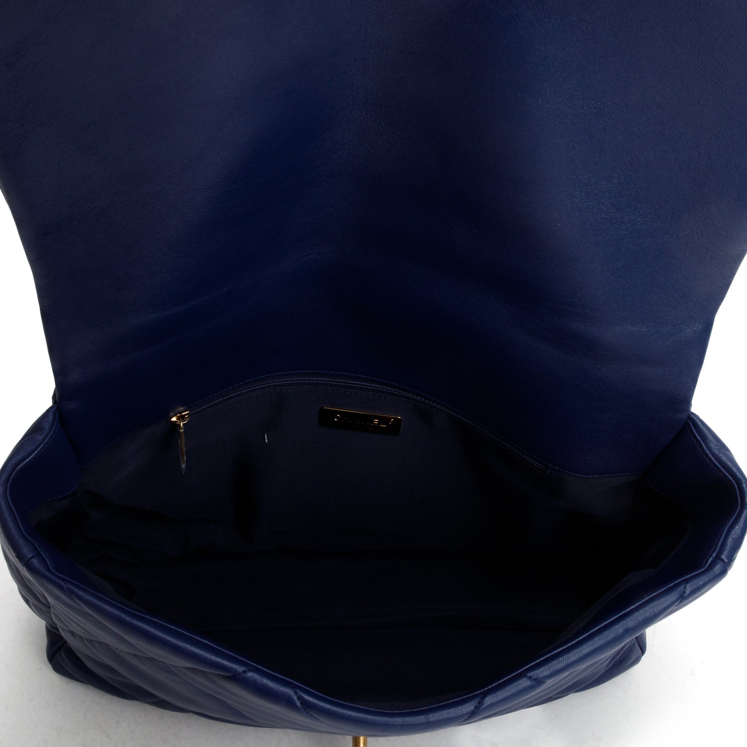 Chanel Blue Goatskin Quilted Maxi Chanel 19 Flap Bag w/ Authenticity Card & Receipt