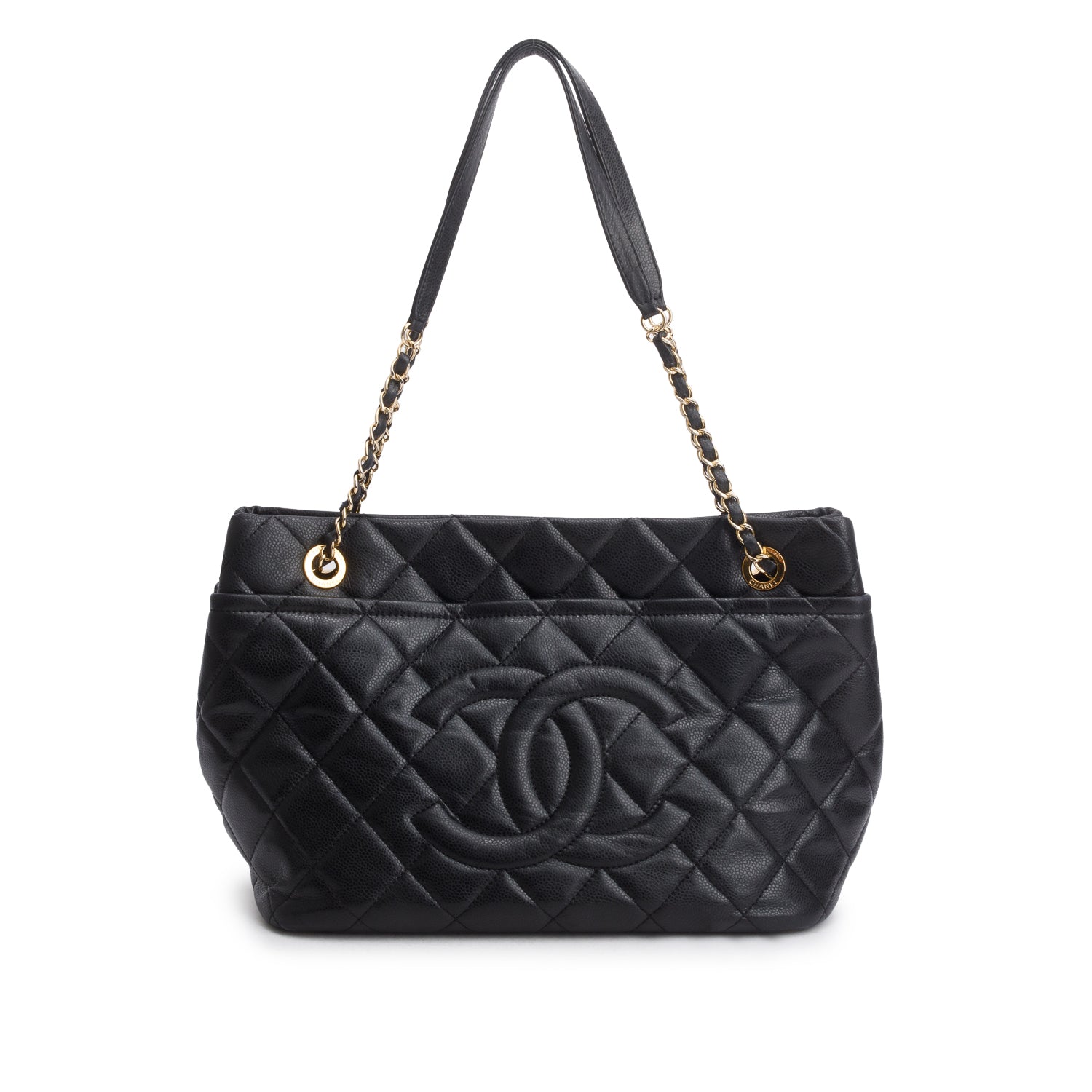 Chanel Black Caviar Quilted CC Timeless Soft Tote