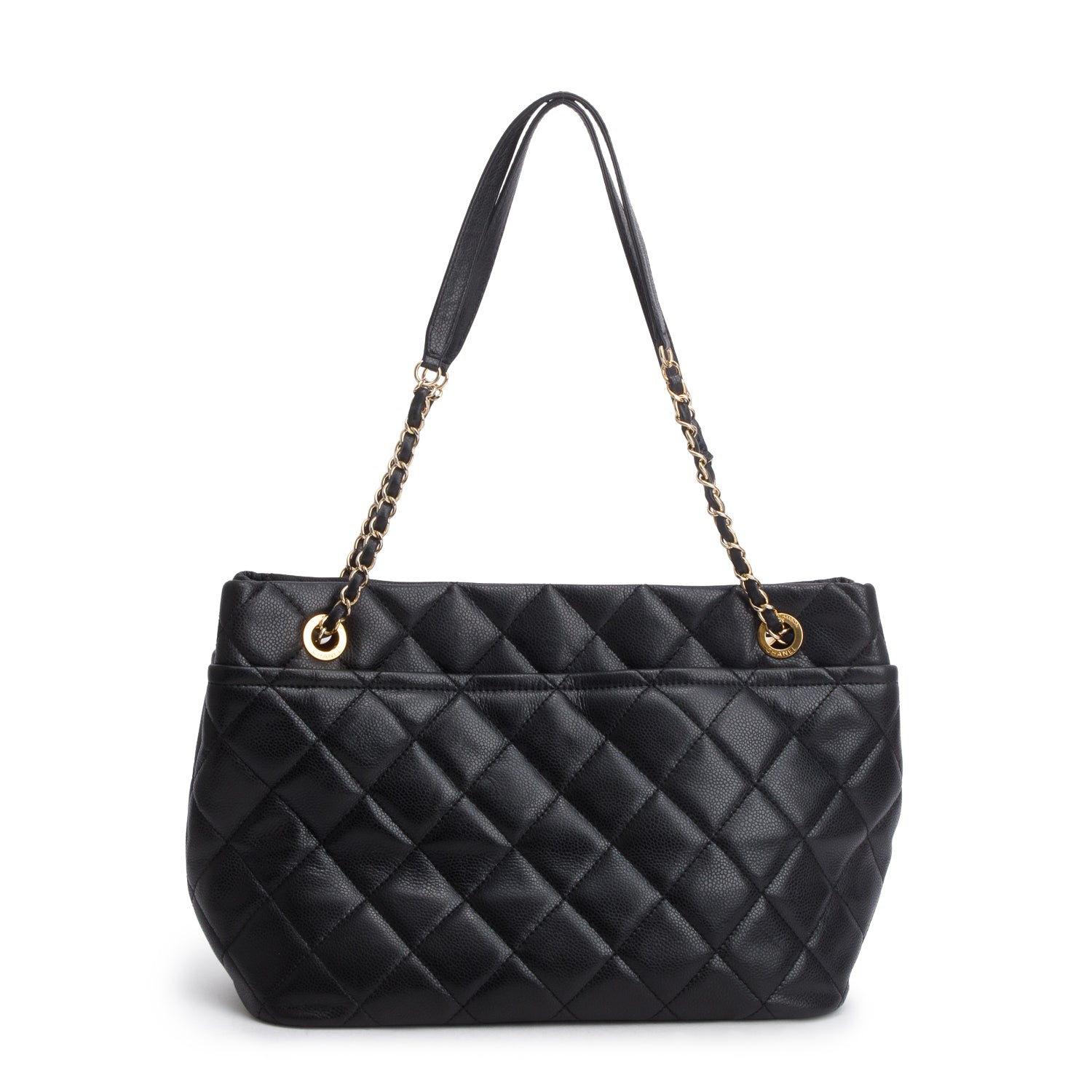 Chanel Black Caviar Quilted CC Timeless Soft Tote
