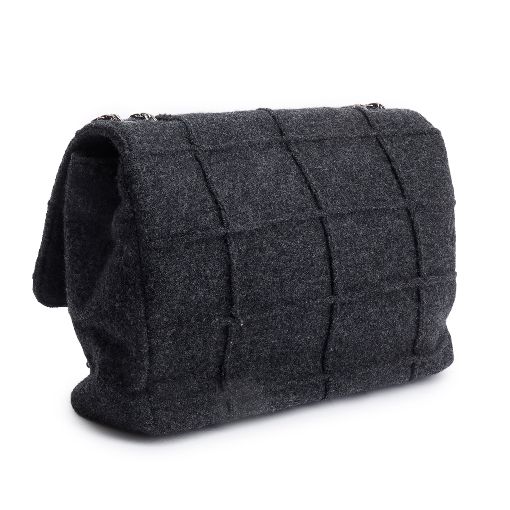 Chanel Grey Wool Identification Reissue Flap Bag w/ Authenticity Card