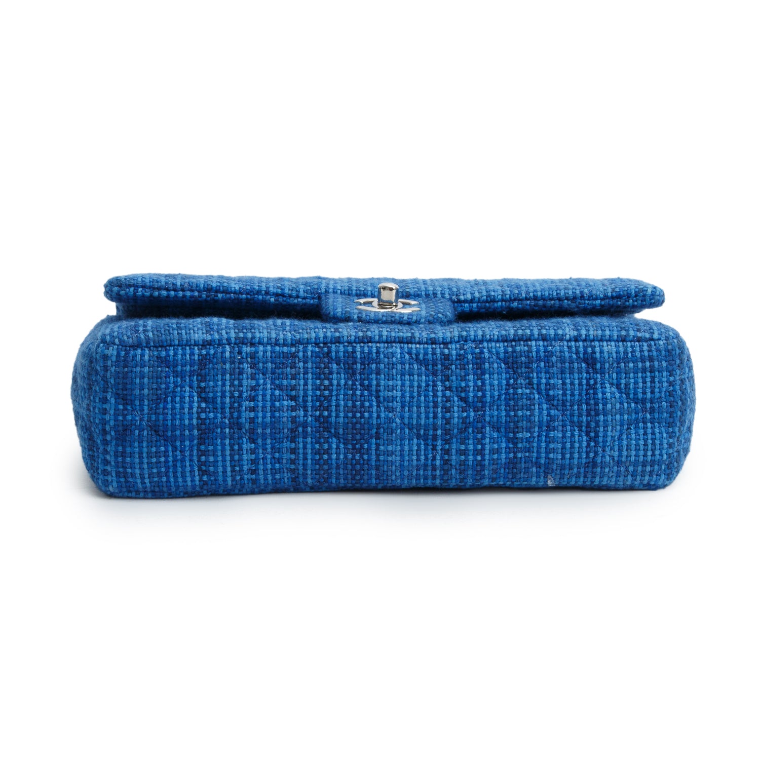 Chanel Blue Tweed Quilted Medium Double Flap Bag w/ Receipt