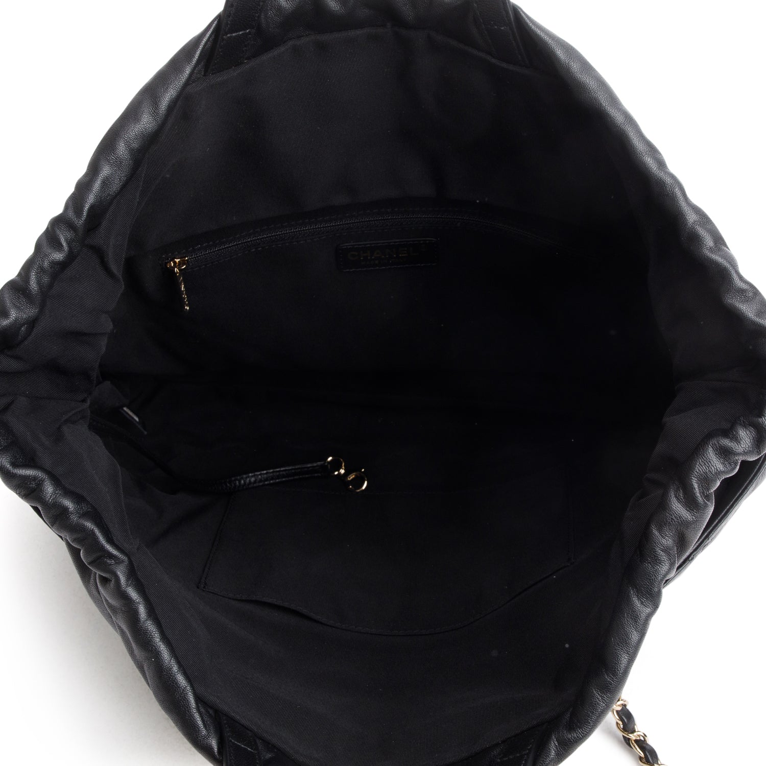 Chanel Black Lambskin CC Drawstring Large Shopping Tote w/ Authenticity Card