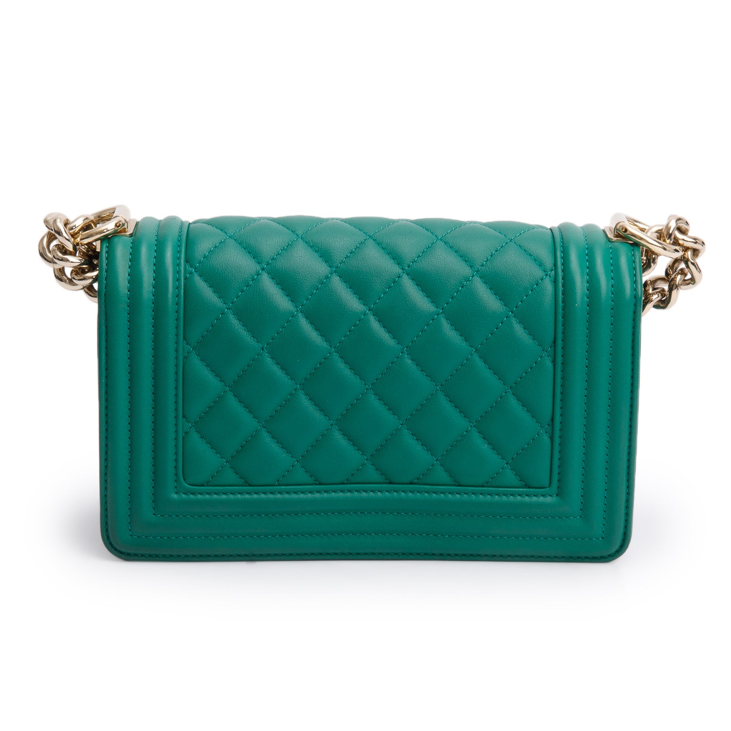 Chanel Green Quilted Lambskin Leather Small Boy Bag