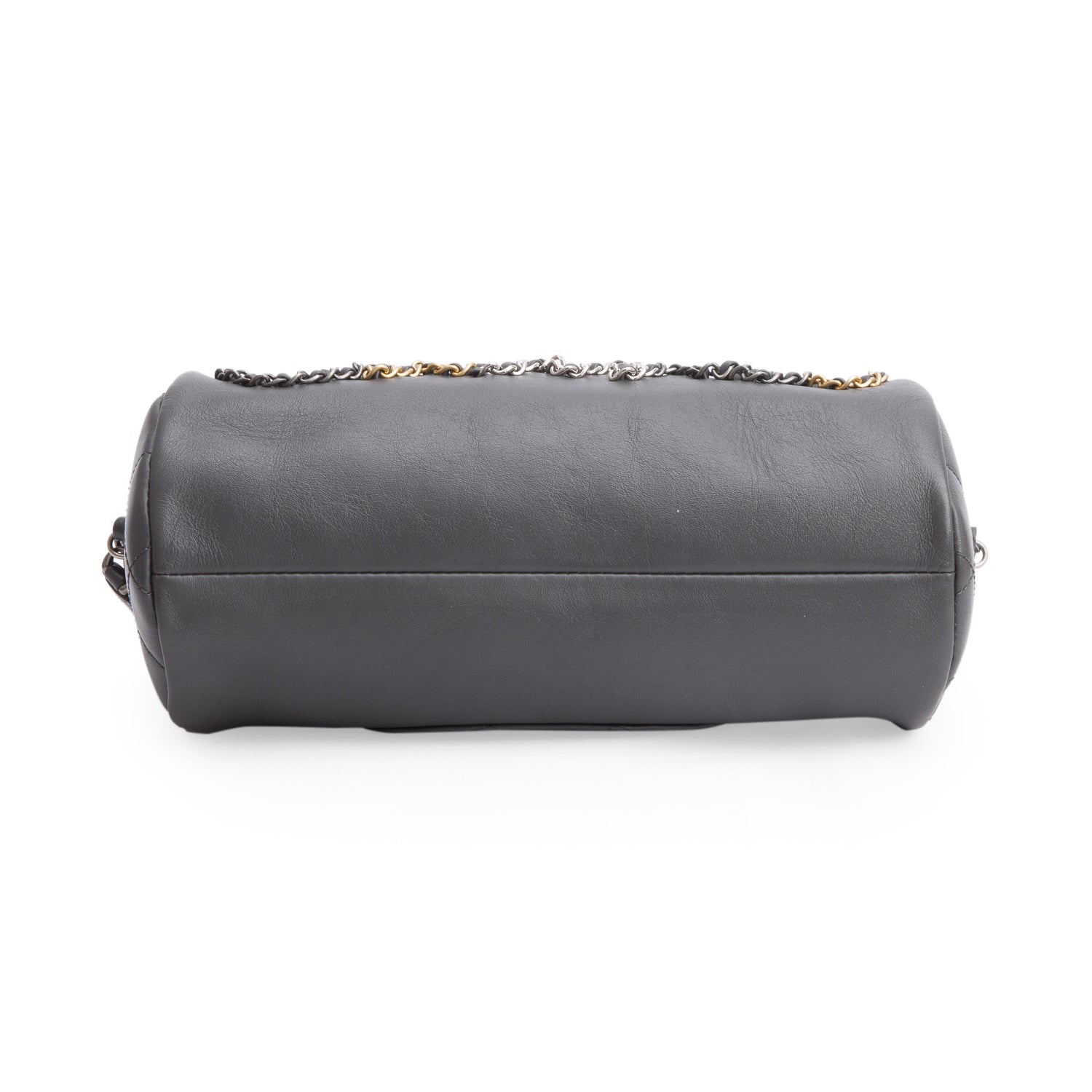 Chanel Grey Calfskin Chain 20s Signature Bowling Bag
