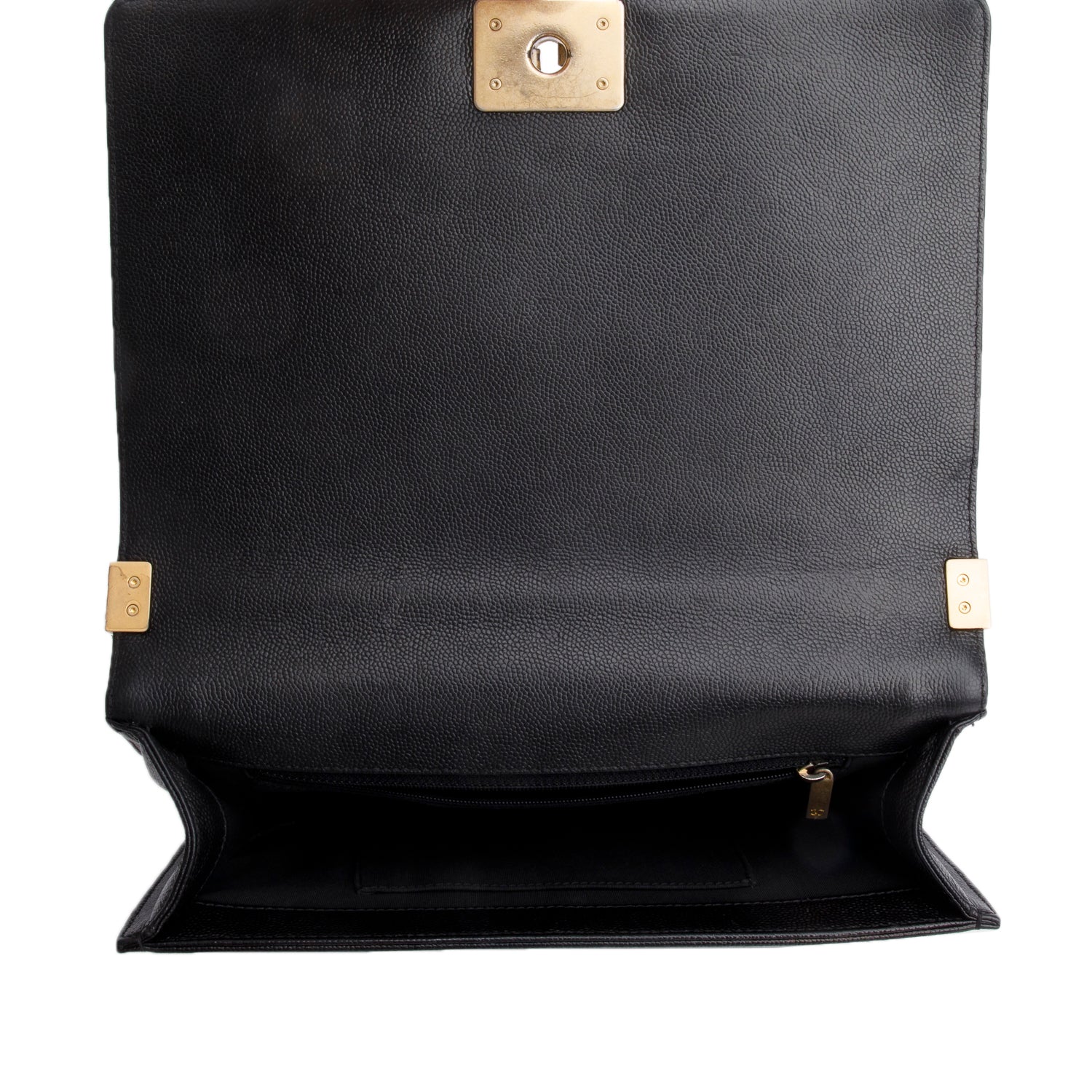 Chanel Black Chevron Quilted Caviar Large Boy Bag w/ Authenticity Card