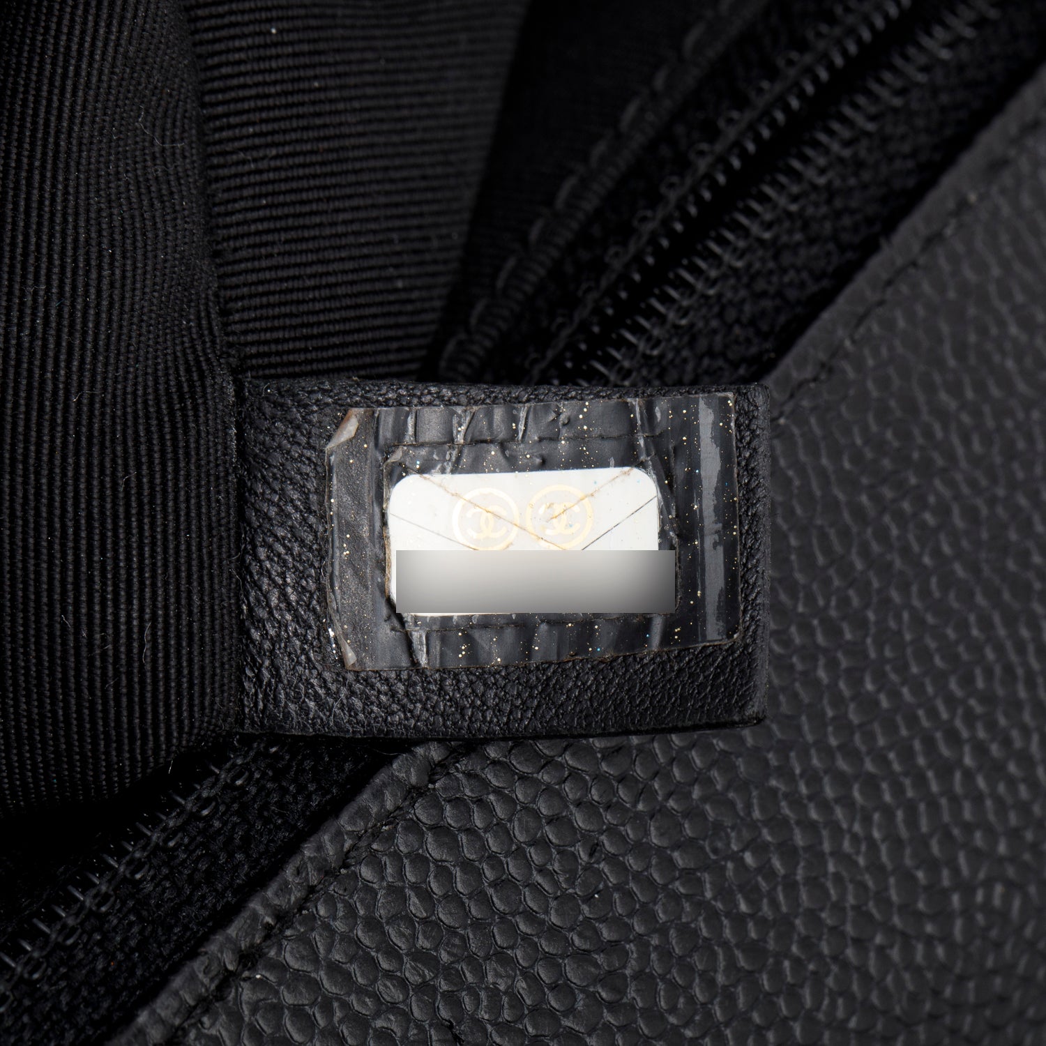 Chanel Black Chevron Quilted Caviar Large Boy Bag w/ Authenticity Card