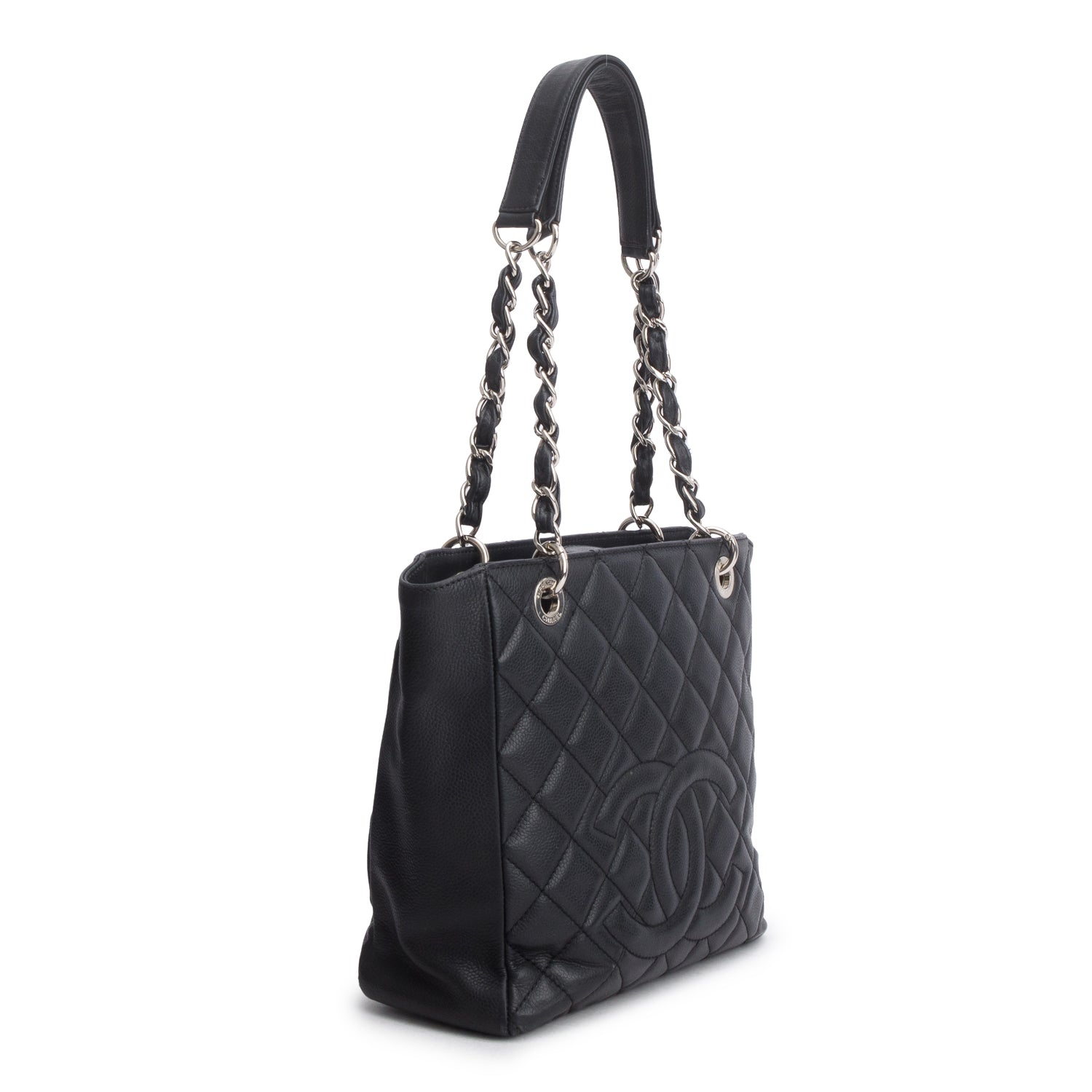 Chanel Black Caviar Quilted Petit Shopping Tote PST