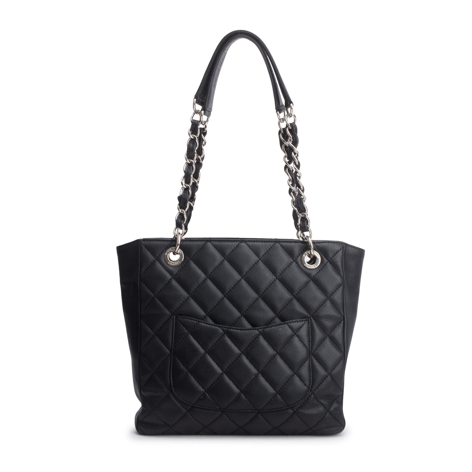 Chanel Black Caviar Quilted Petit Shopping Tote PST