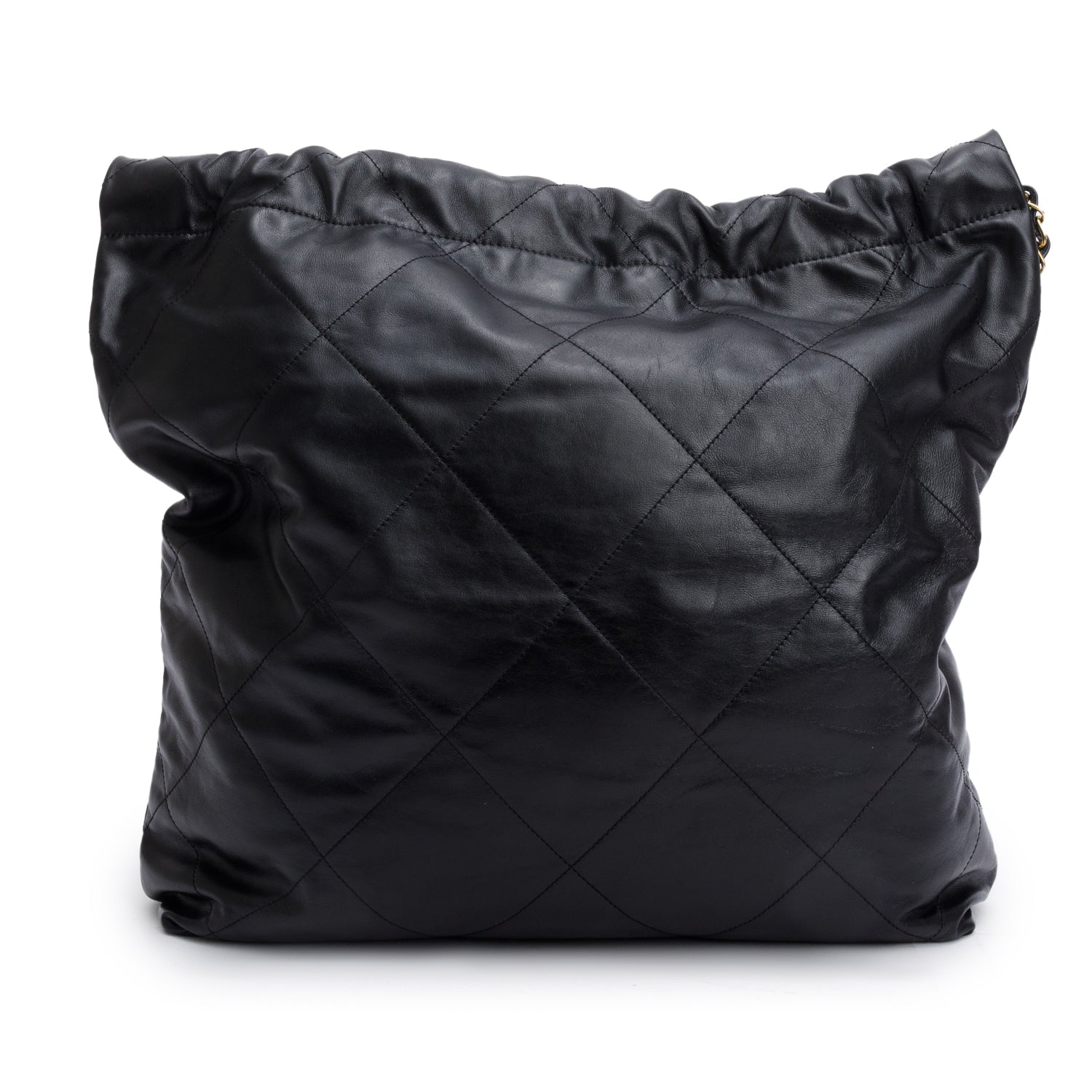 Chanel Black Shiny Calfskin Leather Chanel 22 Hobo w/ Pouch