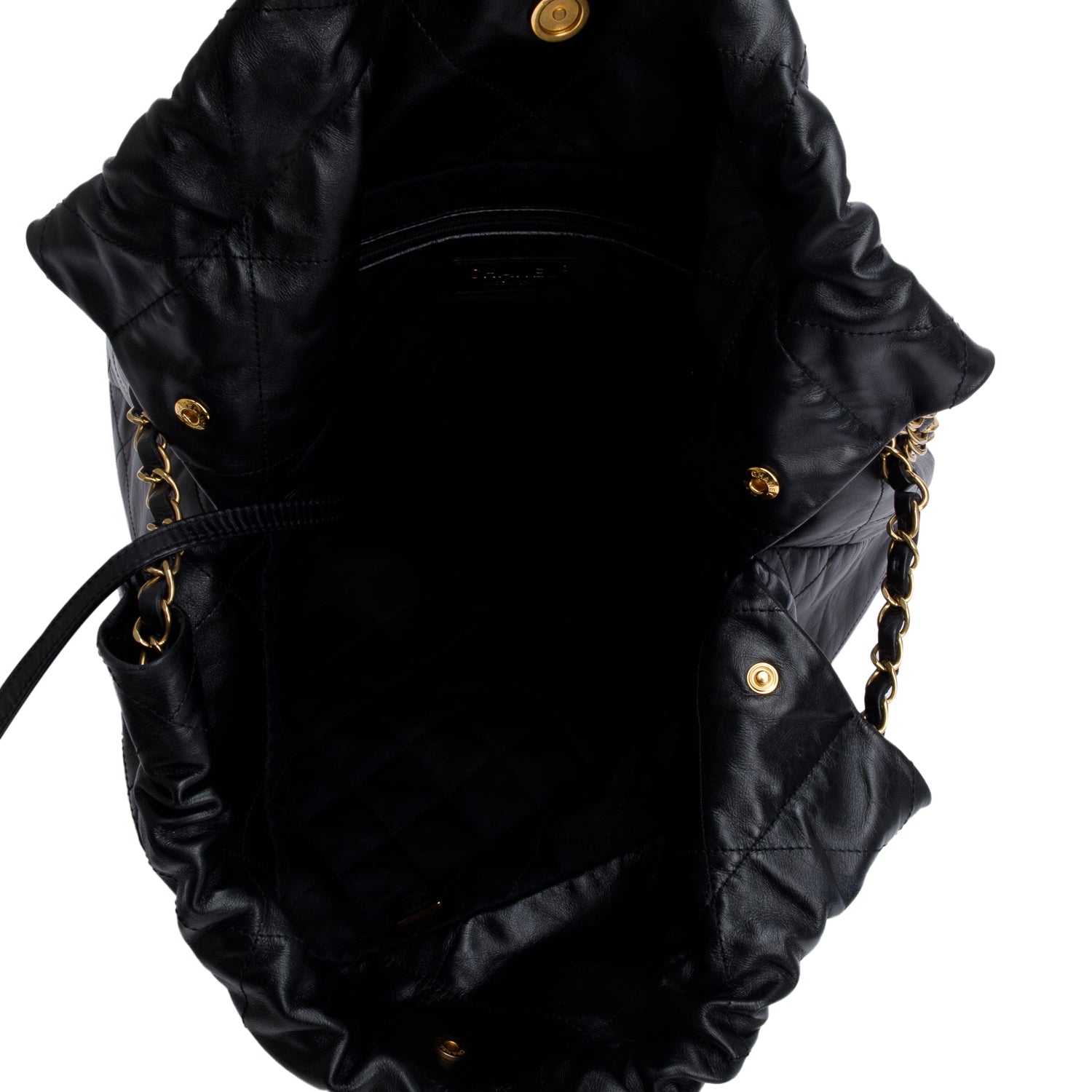 Chanel Black Shiny Calfskin Leather Chanel 22 Hobo w/ Pouch