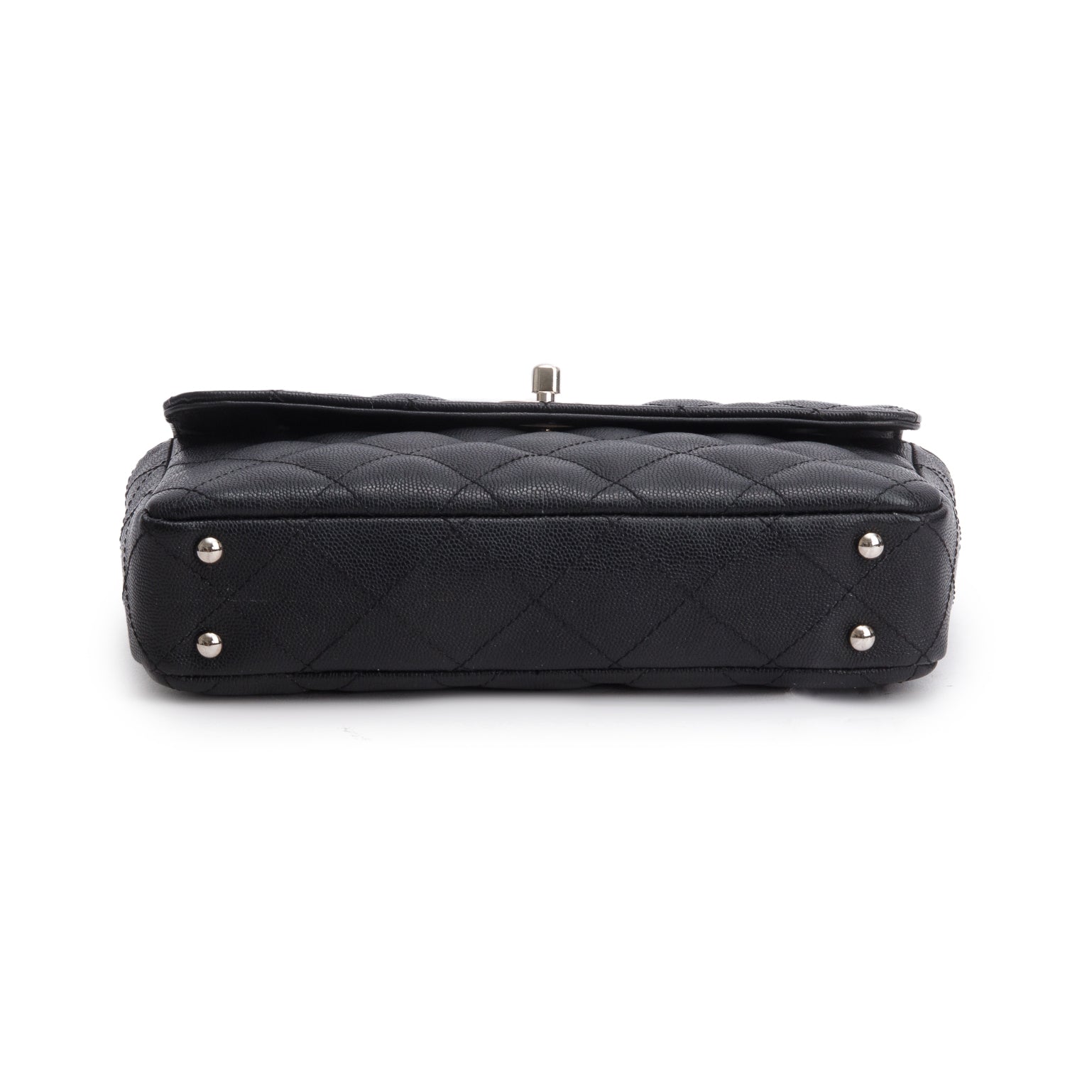 Chanel Black Caviar Quilted Leather East/West Flap Bag