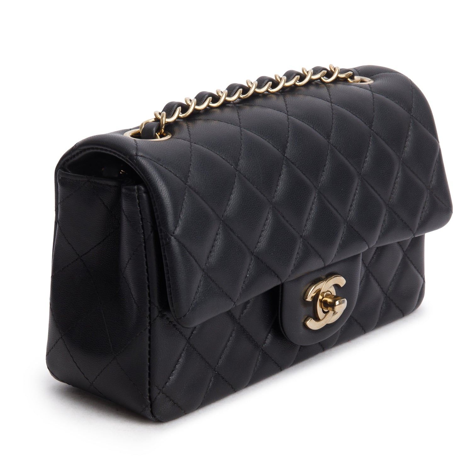 Chanel Black Lambskin Quilted Mini Rectangular Flap Bag