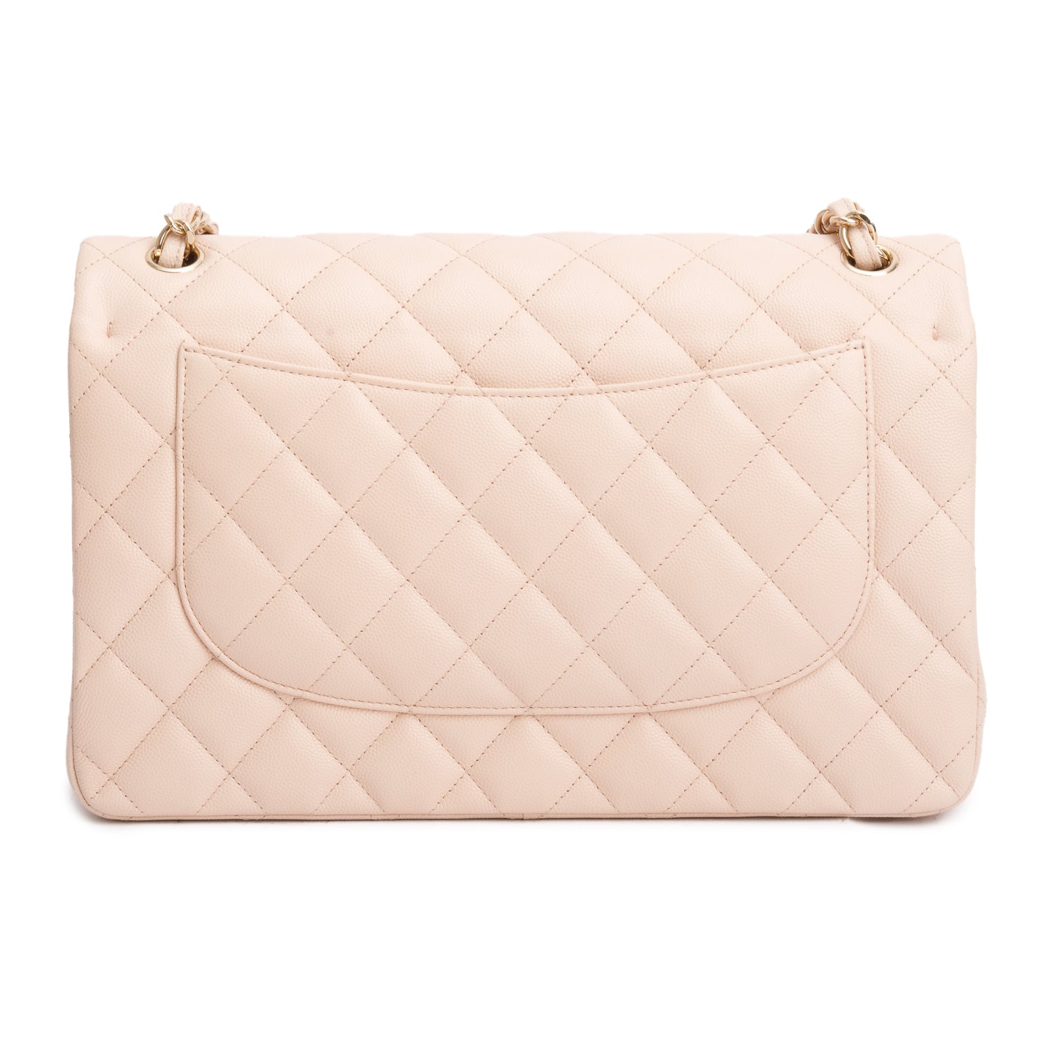 Chanel Pink Quilted Caviar Leather Classic Jumbo Double Flap Bag w/ Authenticity Card