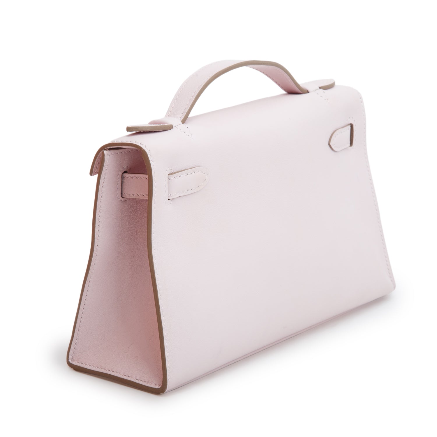 Hermes 2022 Mauve Pale Swift Leather Kelly Pochette Clutch