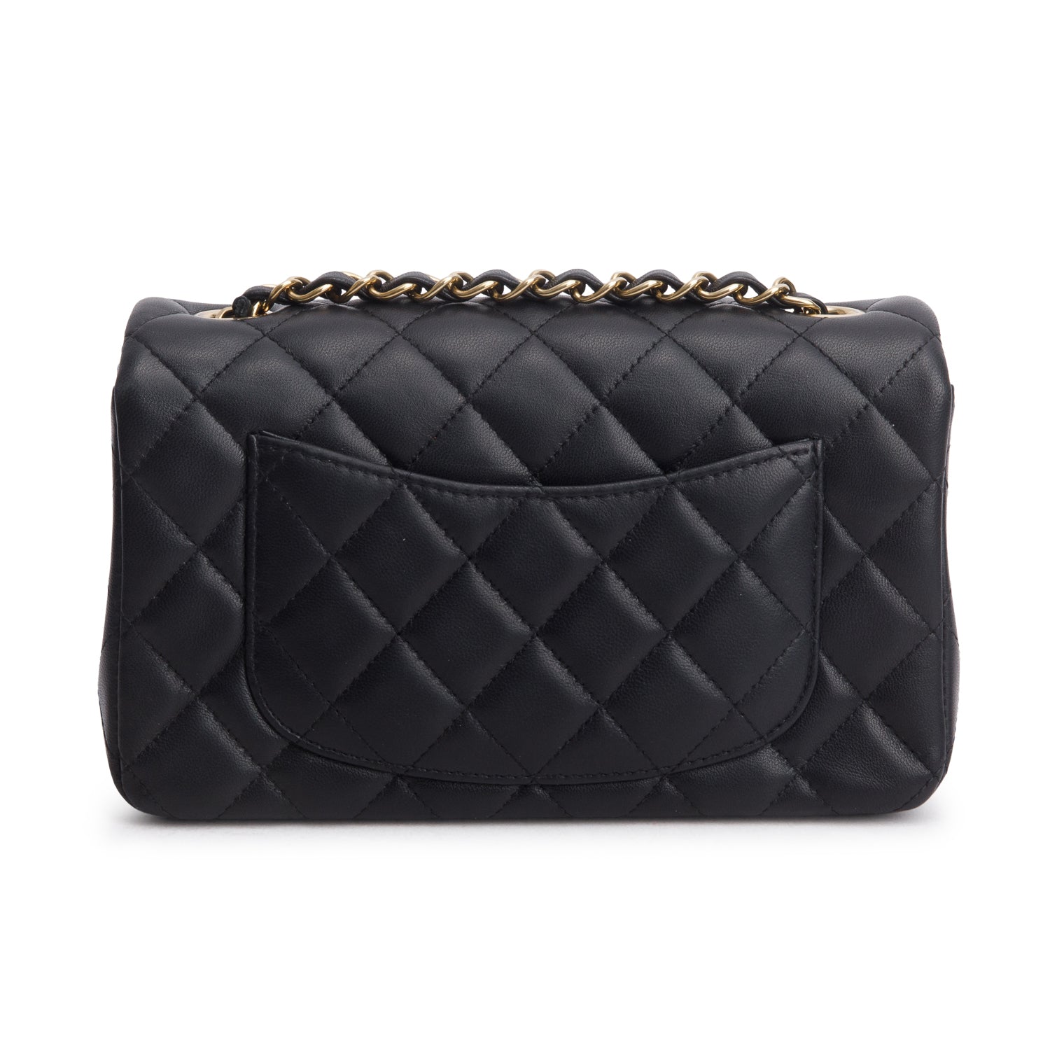 Chanel Black Lambskin Quilted Mini Rectangular Flap Bag