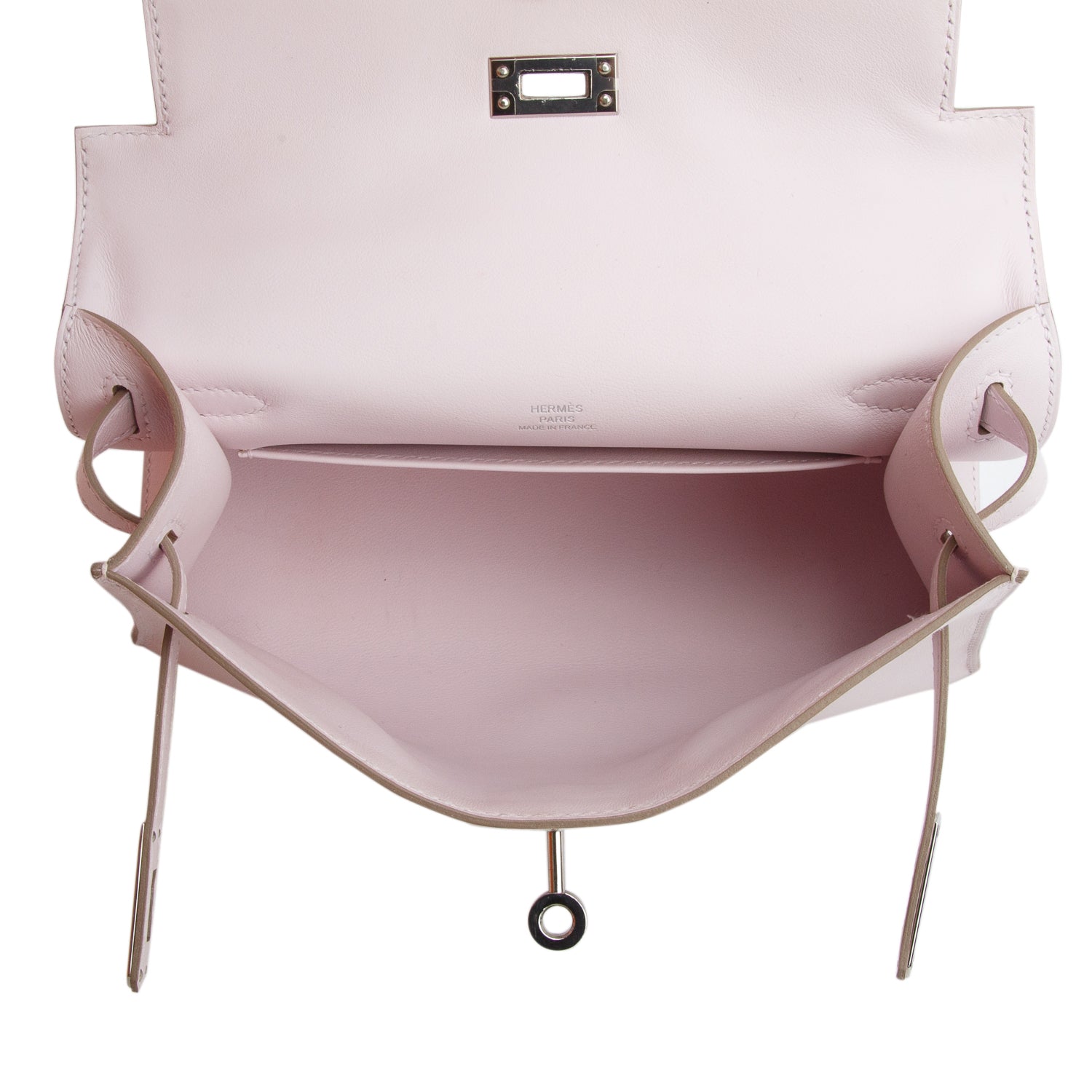 Hermes 2022 Mauve Pale Swift Leather Kelly Pochette Clutch