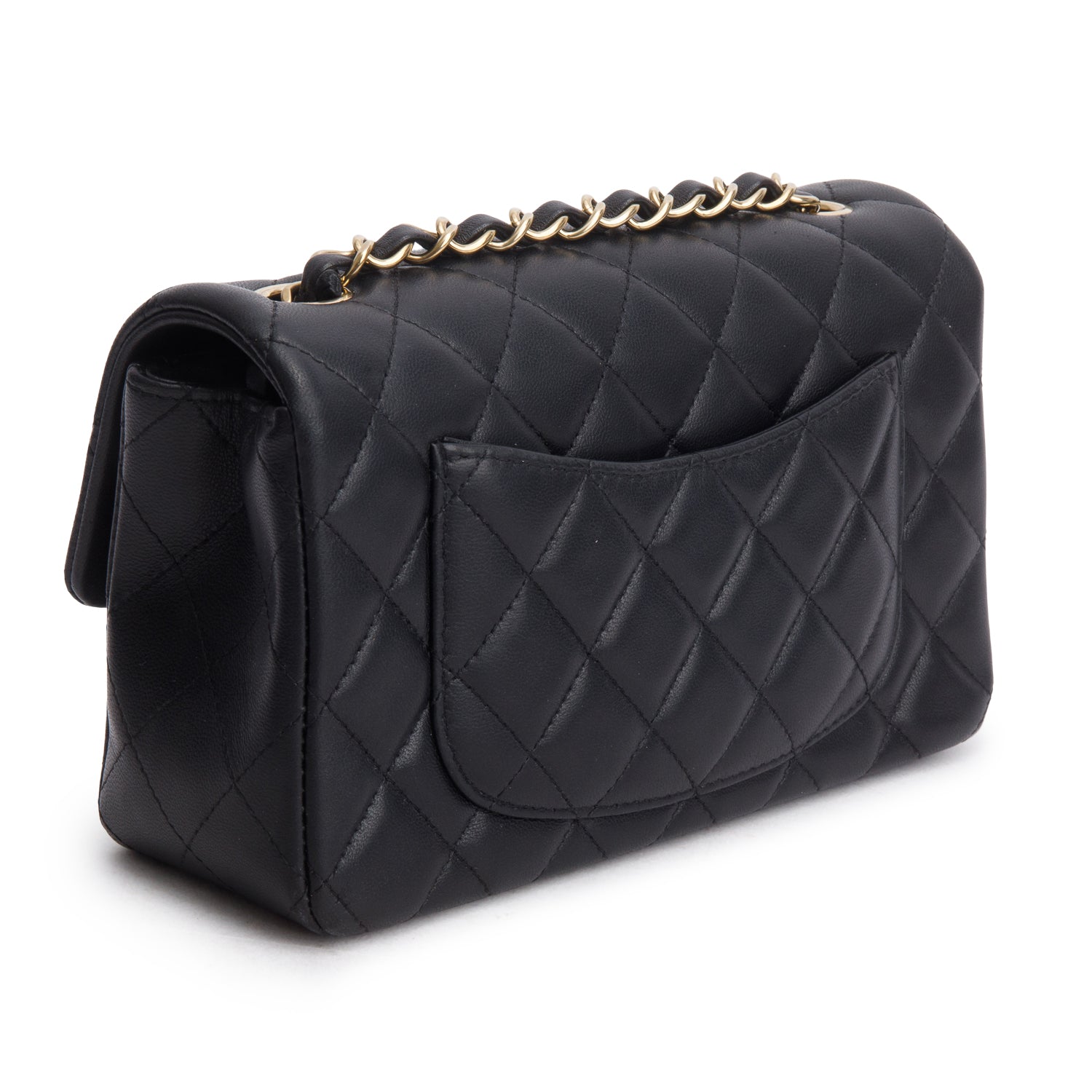 Chanel Black Lambskin Quilted Mini Rectangular Flap Bag
