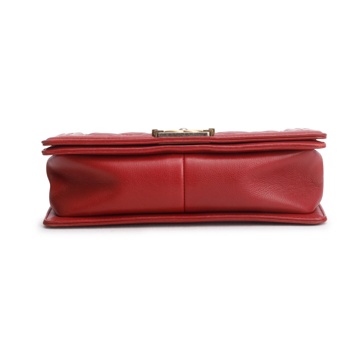 Chanel Red Lambskin Quilted Double Stitch Medium Boy Flap