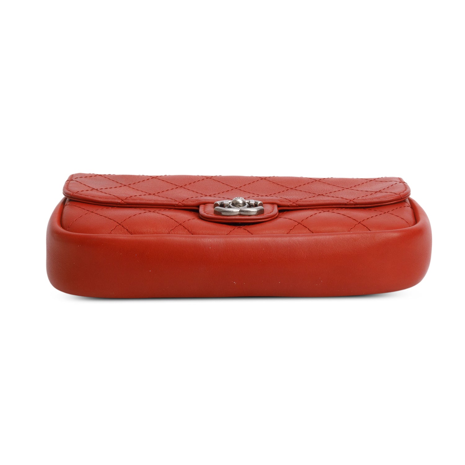 Chanel Red Leather Lambskin Quilted Single Flap Bag w/ Authenticity Card