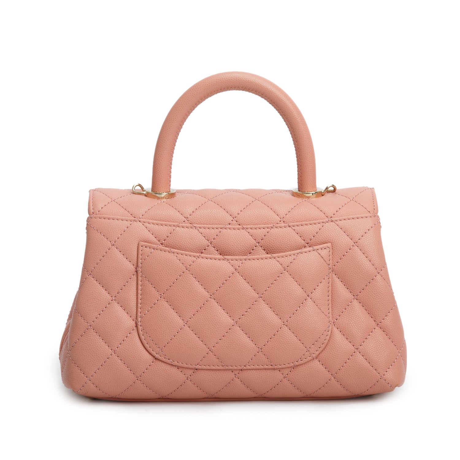 Chanel Pink Caviar Quilted Mini Coco Top Handle Flap Bag