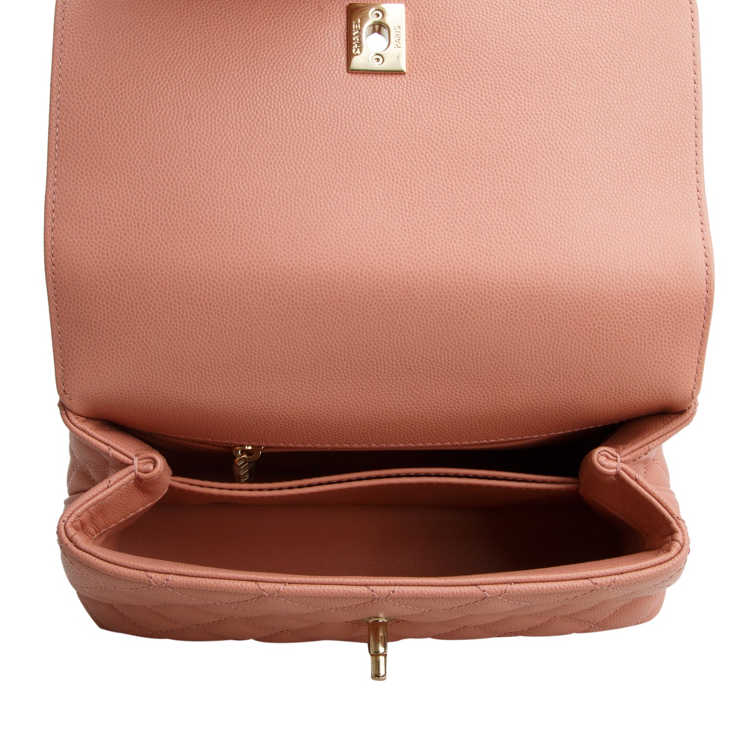 Chanel Pink Caviar Quilted Mini Coco Top Handle Flap Bag