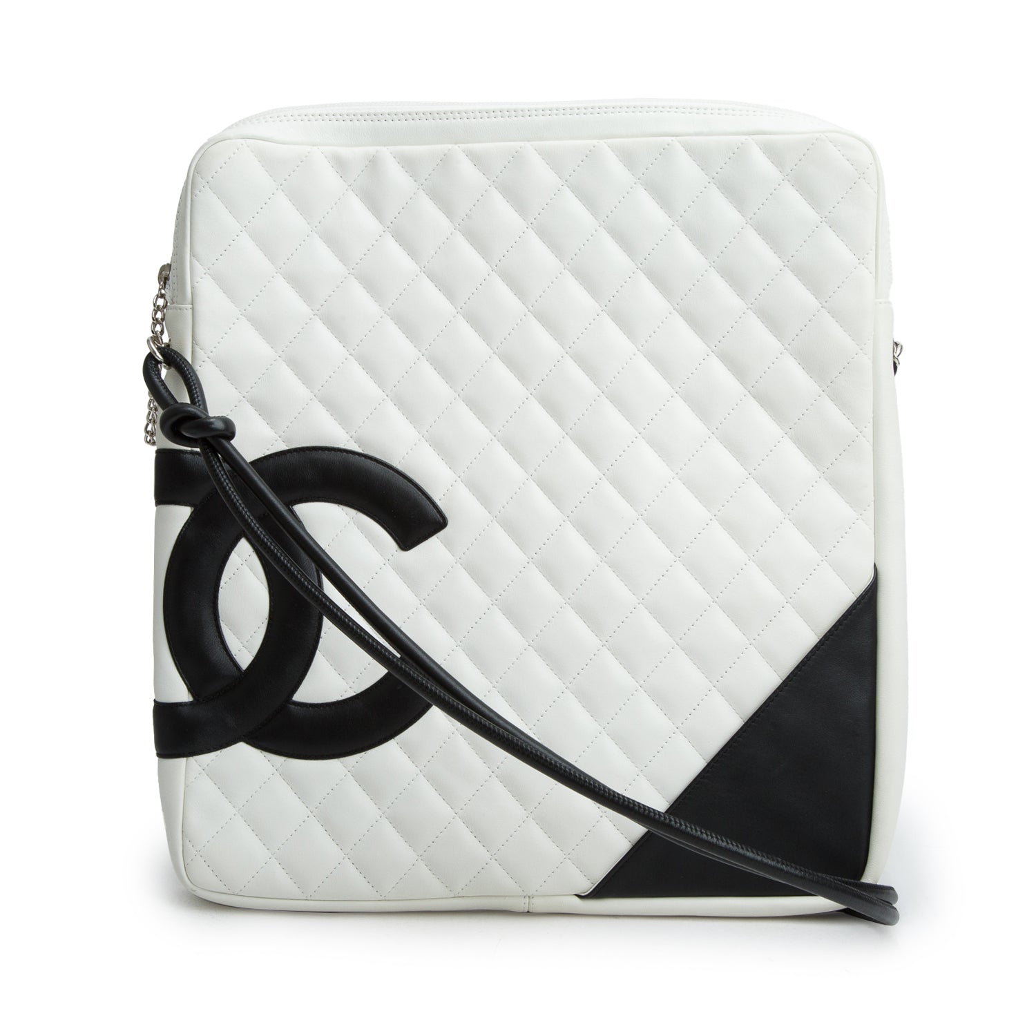 Chanel White Calfskin Quilted Large Cambon Messenger