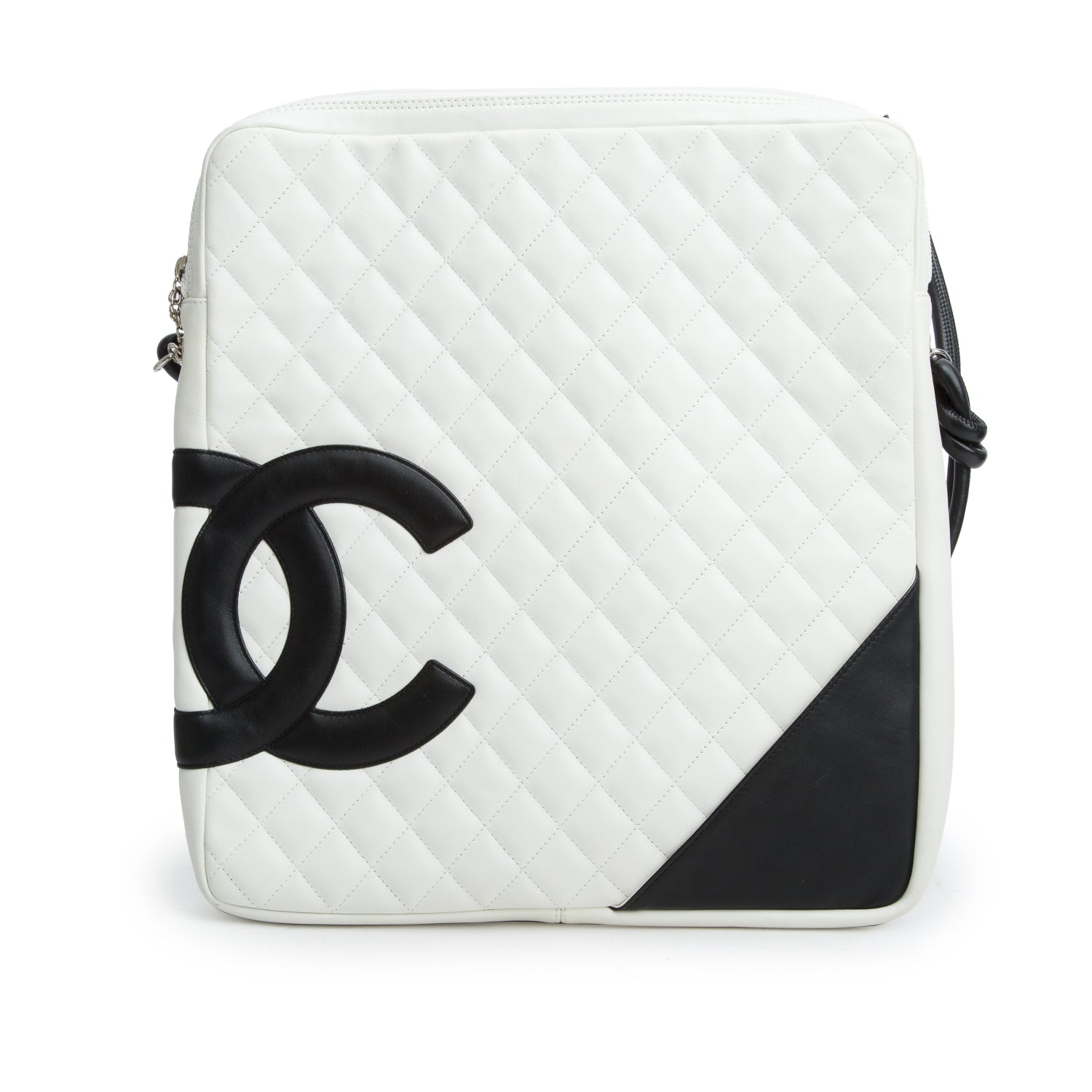 Chanel White Calfskin Quilted Large Cambon Messenger