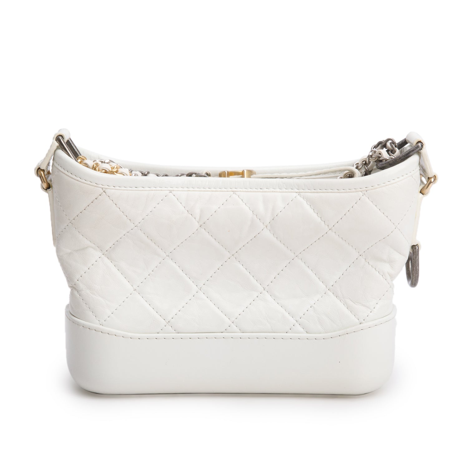 Chanel White Aged Calfskin Leather Small Gabrielle Hobo