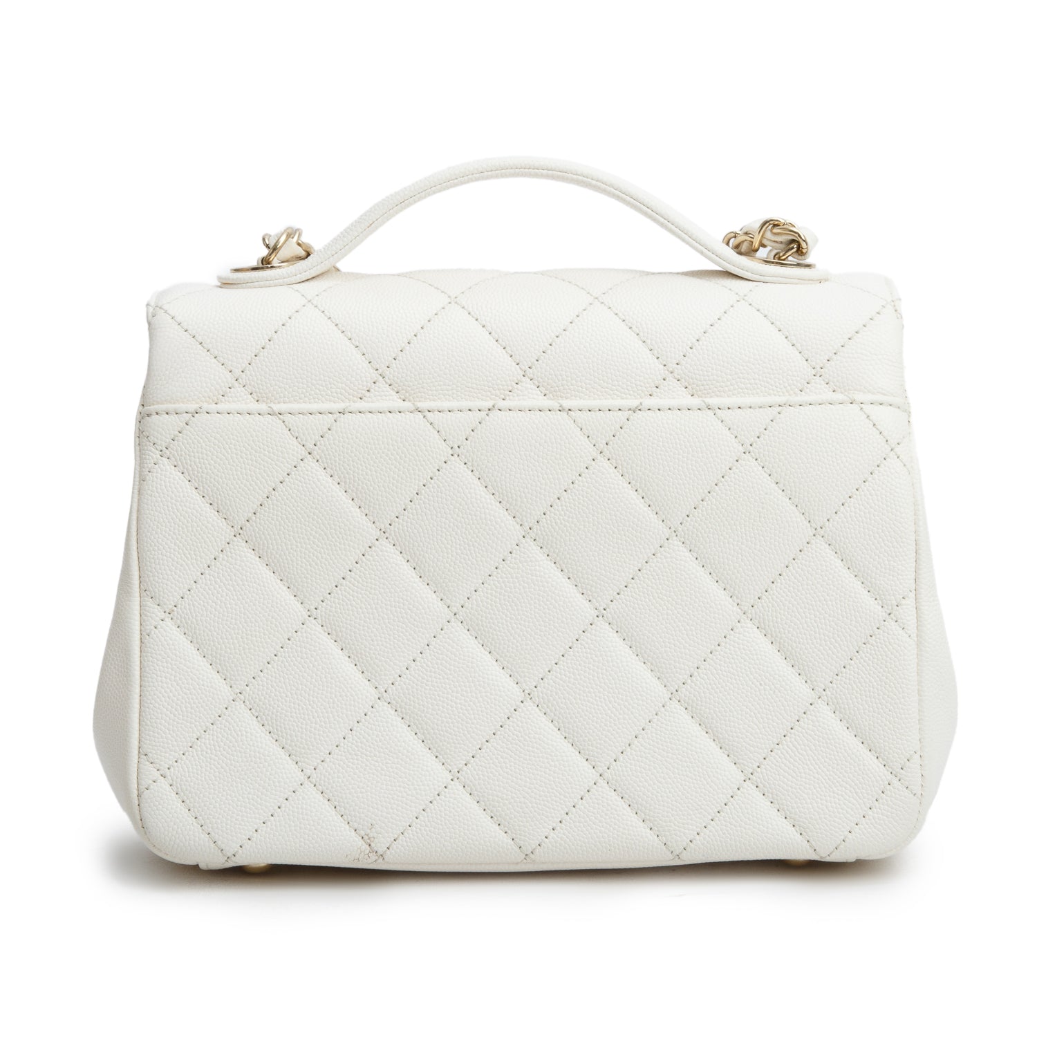 Chanel White Caviar Leather Medium Business Affinity Flap Bag
