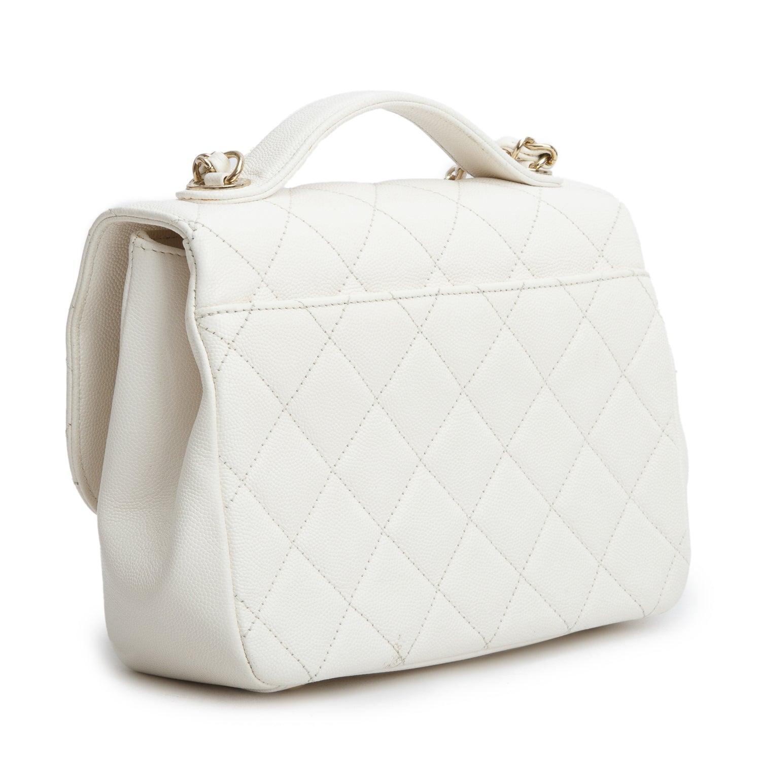 Chanel White Caviar Leather Medium Business Affinity Flap Bag