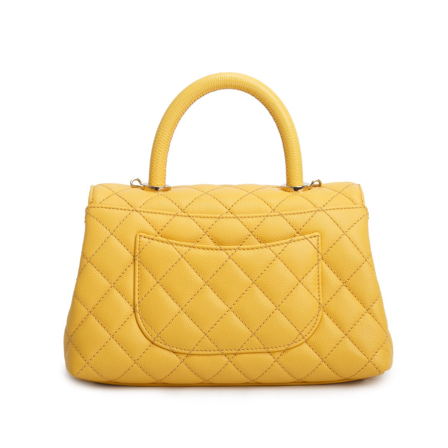 Chanel Yellow Caviar Quilted Mini Coco Top Handle Flap Bag