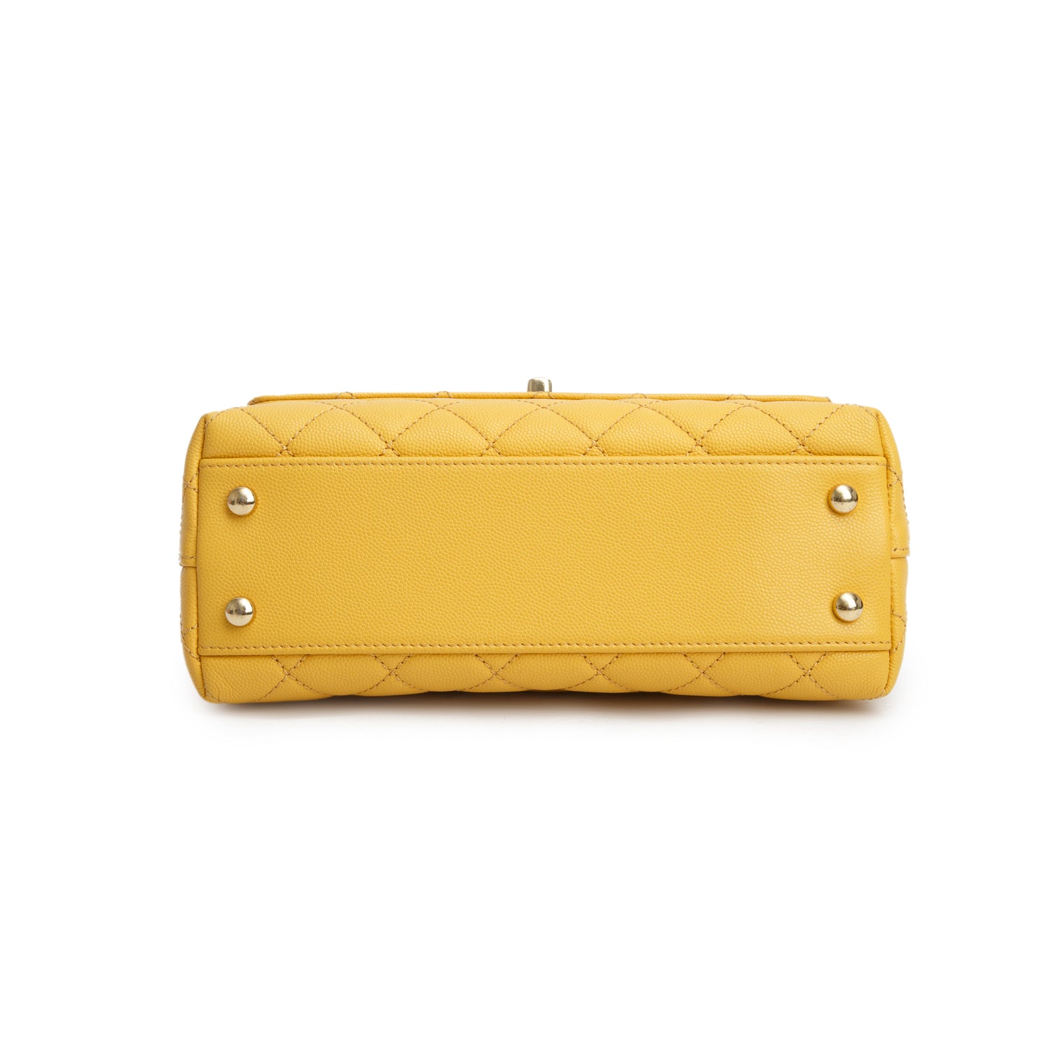 Chanel Yellow Caviar Quilted Mini Coco Top Handle Flap Bag