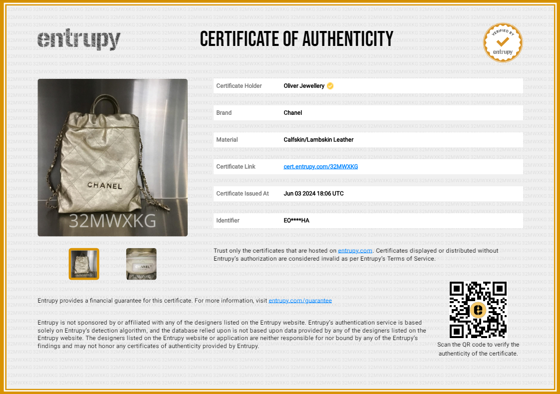 Channel 2024 Gold Metallic Calfskin Leather 22 Backpack w/ Box