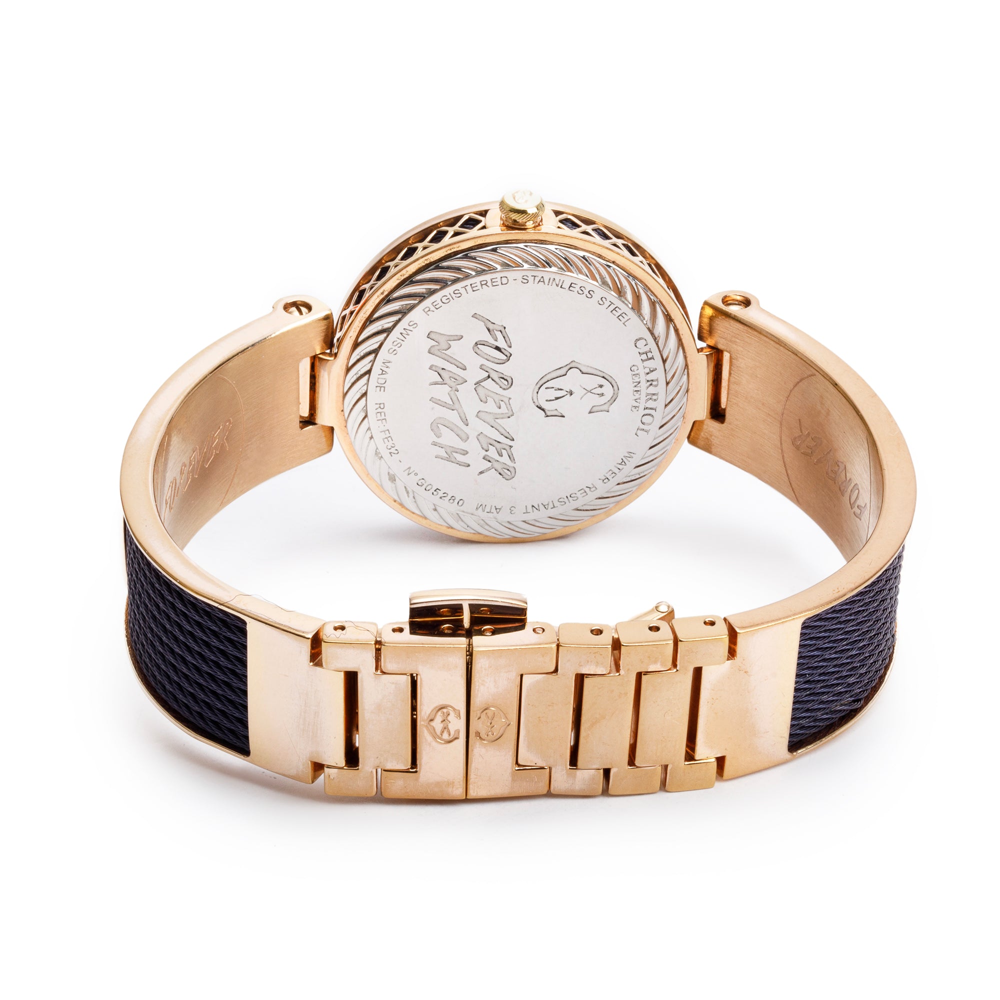 Charriol Stainless Steel & Yellow Gold Plated Mother of Pearl Dial 32 MM Forever Watch w/ Box