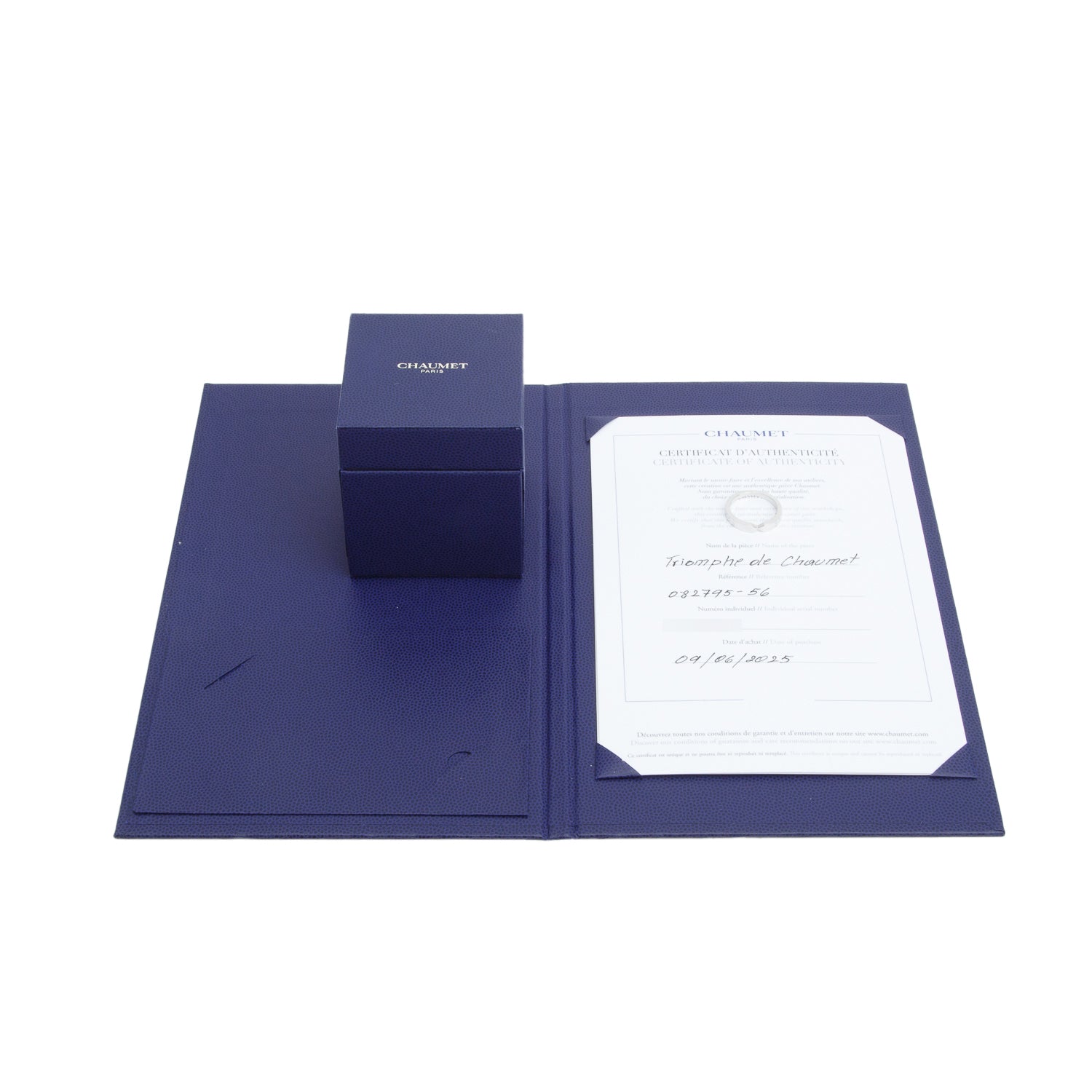 Chaumet 2025 Platinum Triomphe de Chaumet 3.5 MM Wedding Band Ring 56 7.75 w/ Box & Certificate