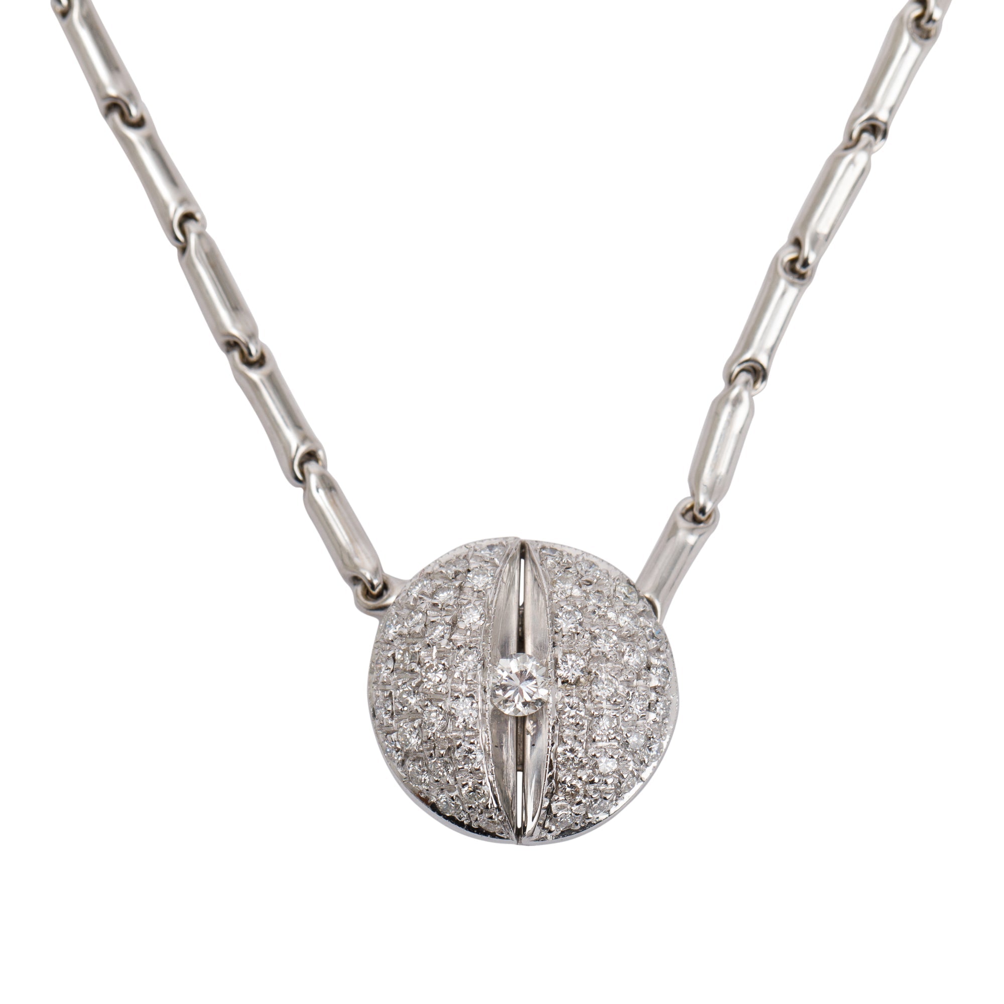 Chimento 18k White Gold Pave Diamond Slider Pendant Necklace