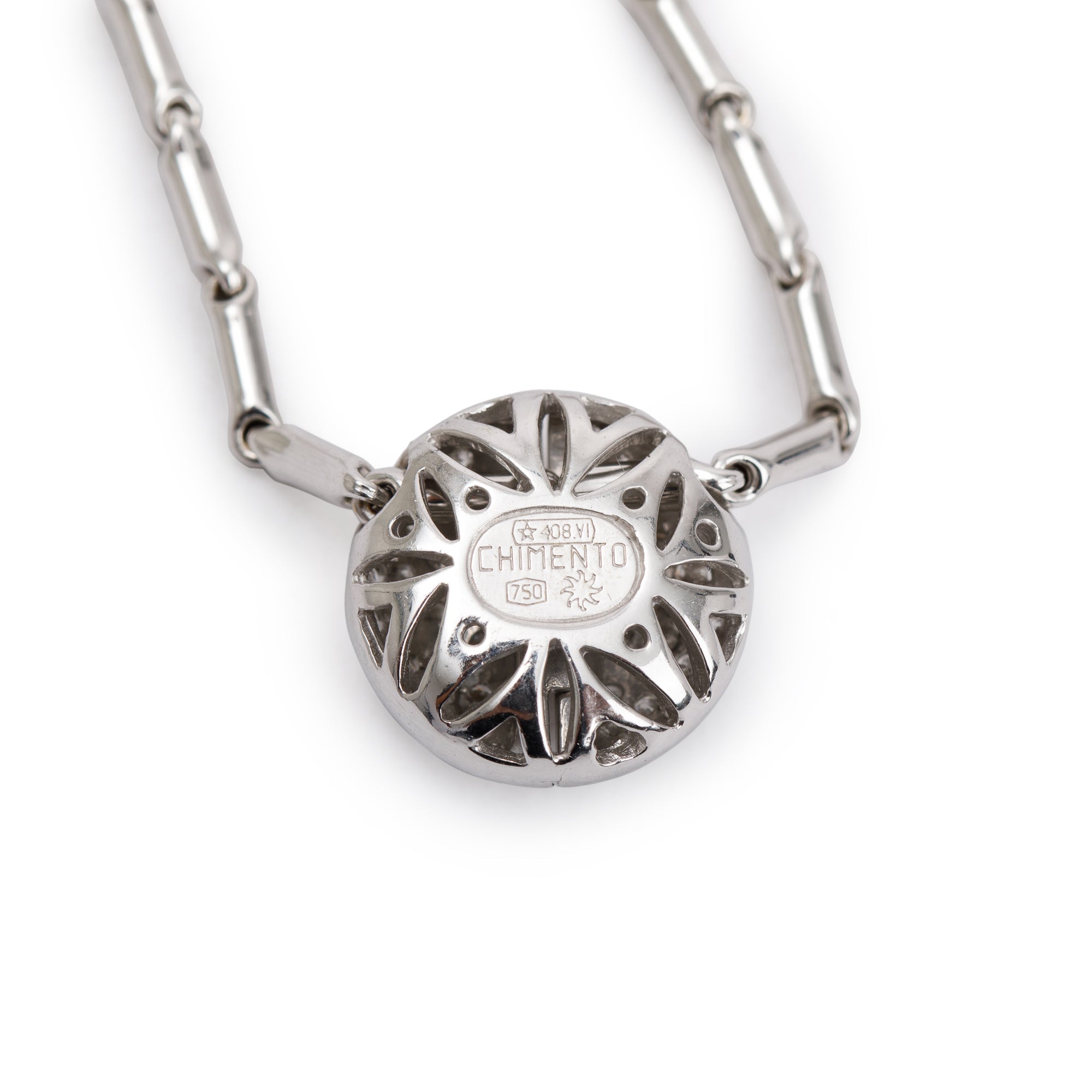 Chimento 18k White Gold Pave Diamond Slider Pendant Necklace