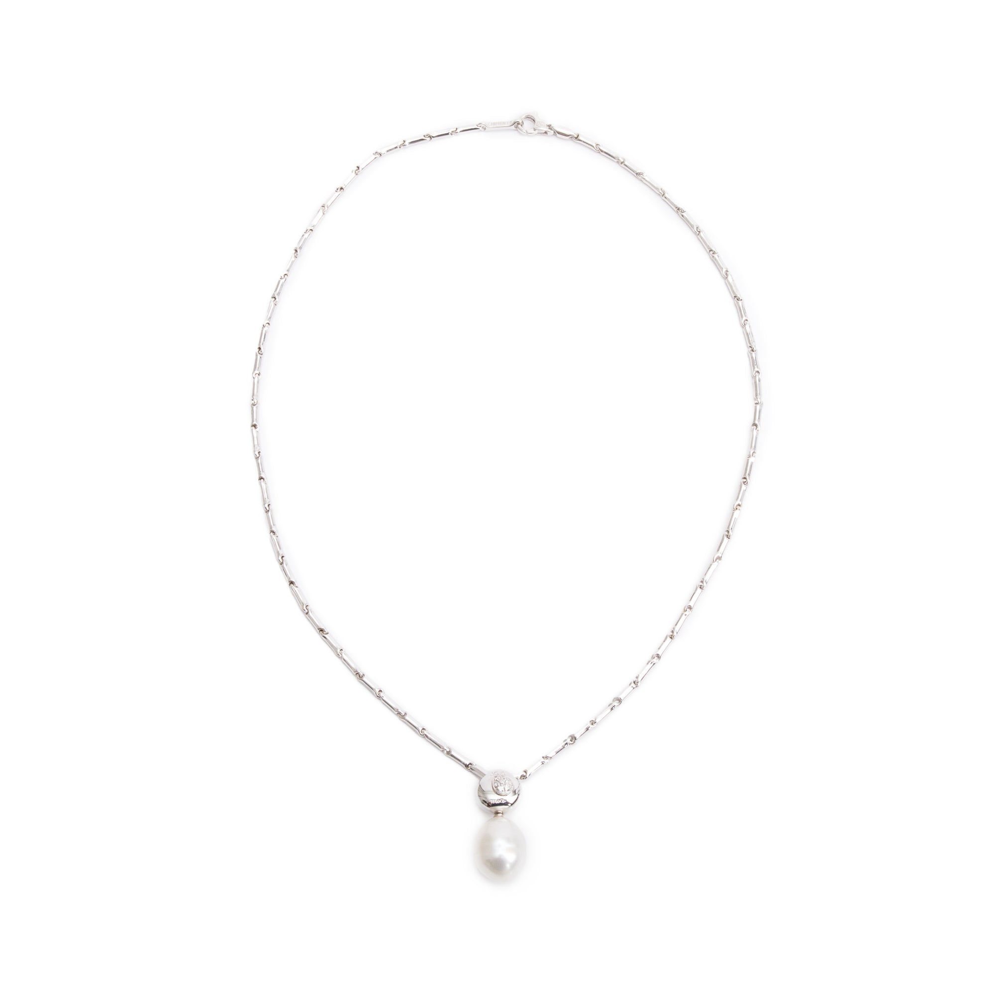 Chimento 18k White Gold Pearl & Diamond Pendant Necklace