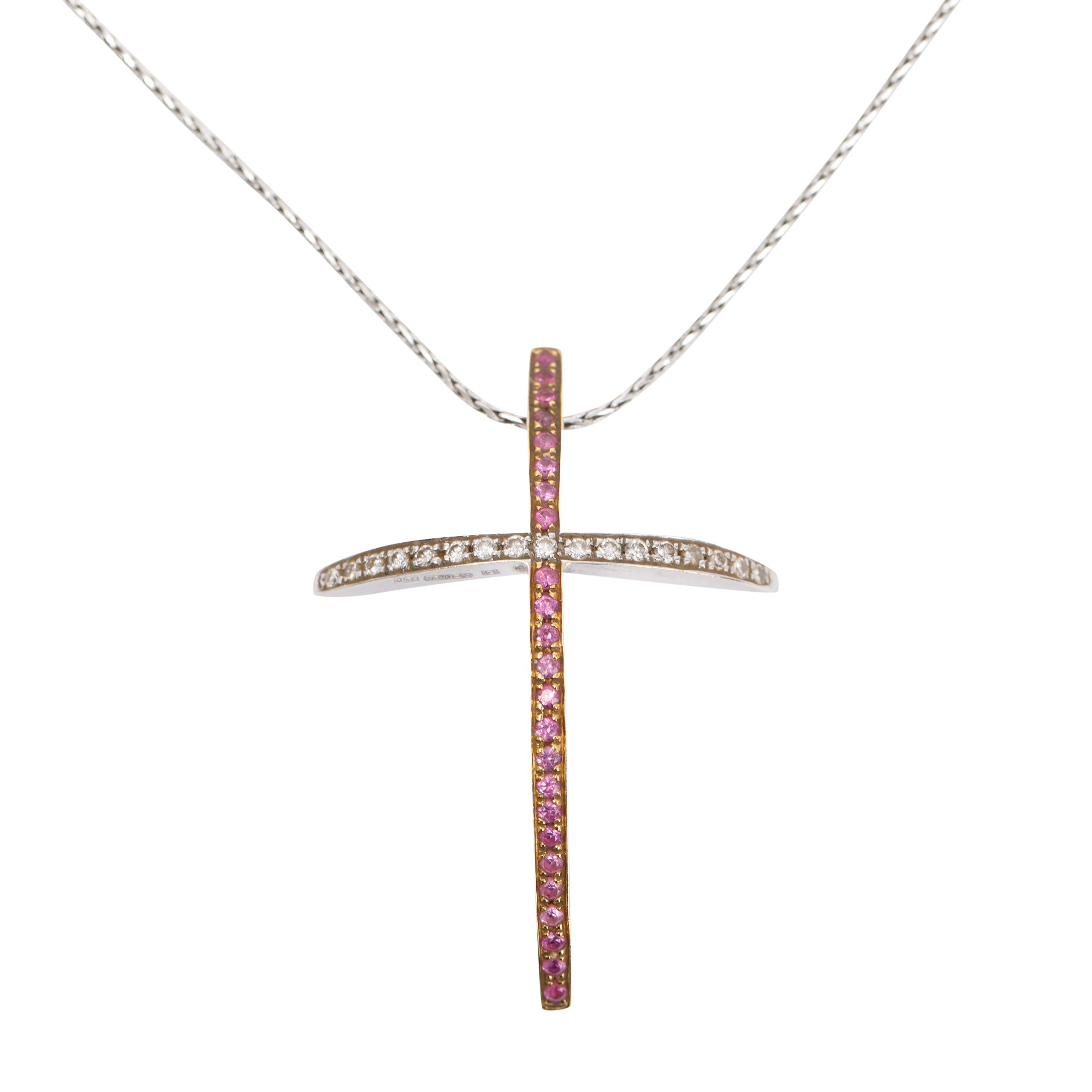 Chimento 18k White Gold Ruby & Diamond Cross Pendant Necklace