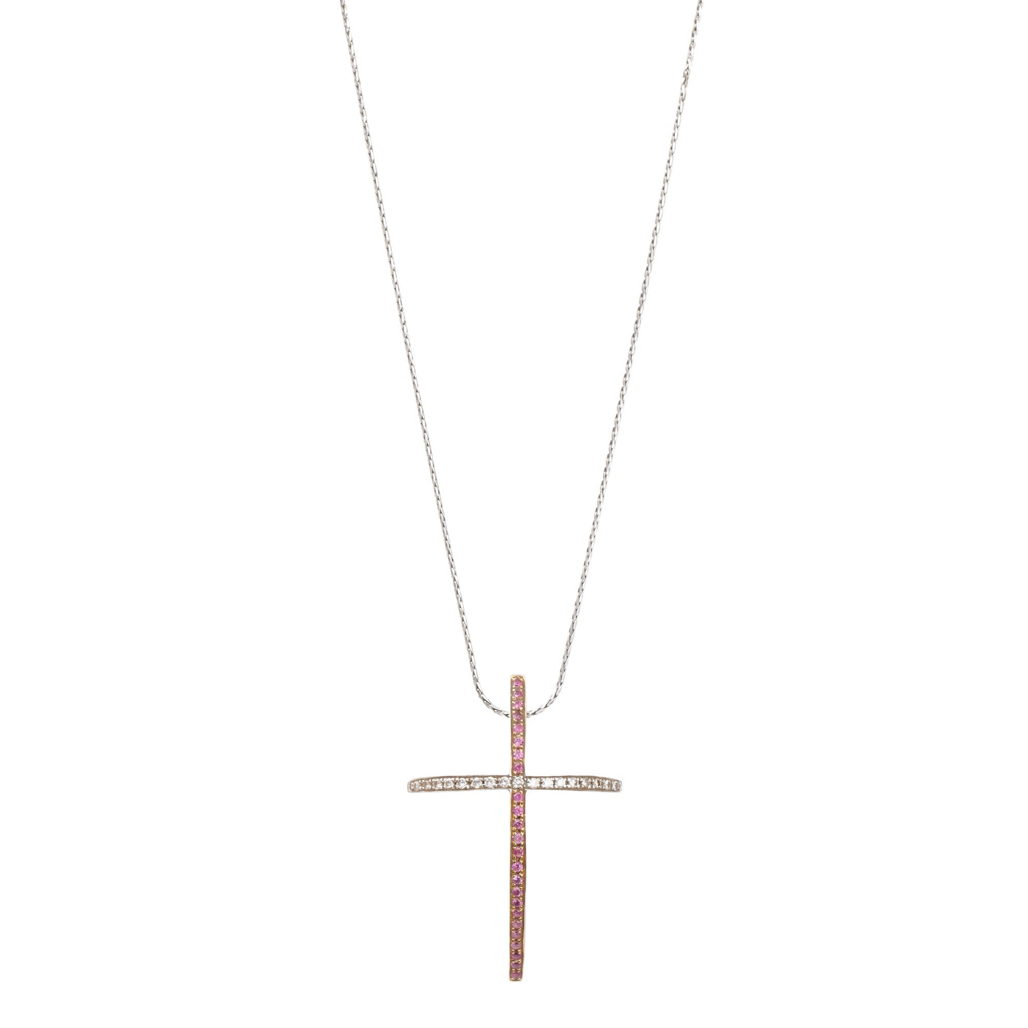 Chimento 18k White Gold Ruby & Diamond Cross Pendant Necklace