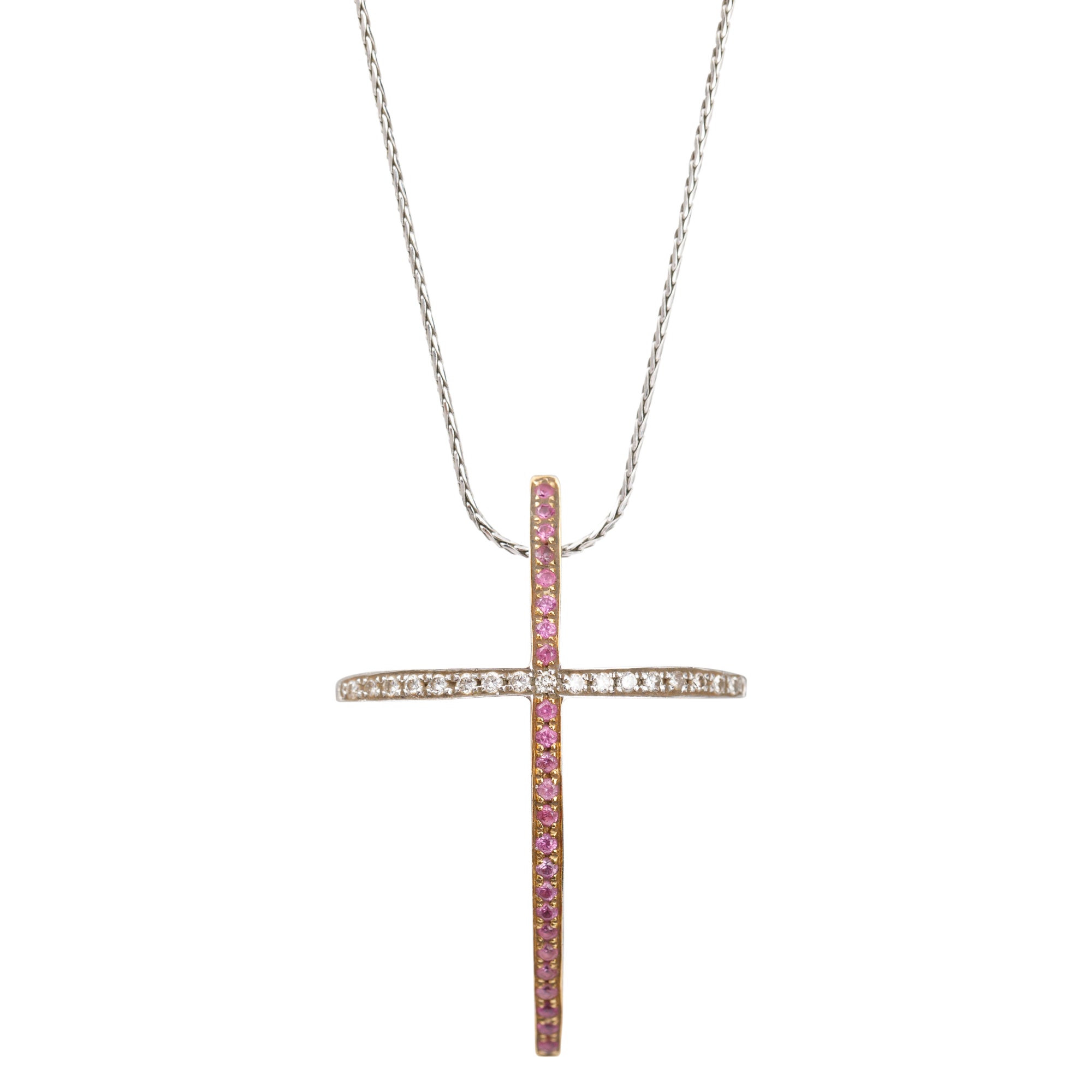 Chimento 18k White Gold Ruby & Diamond Cross Pendant Necklace