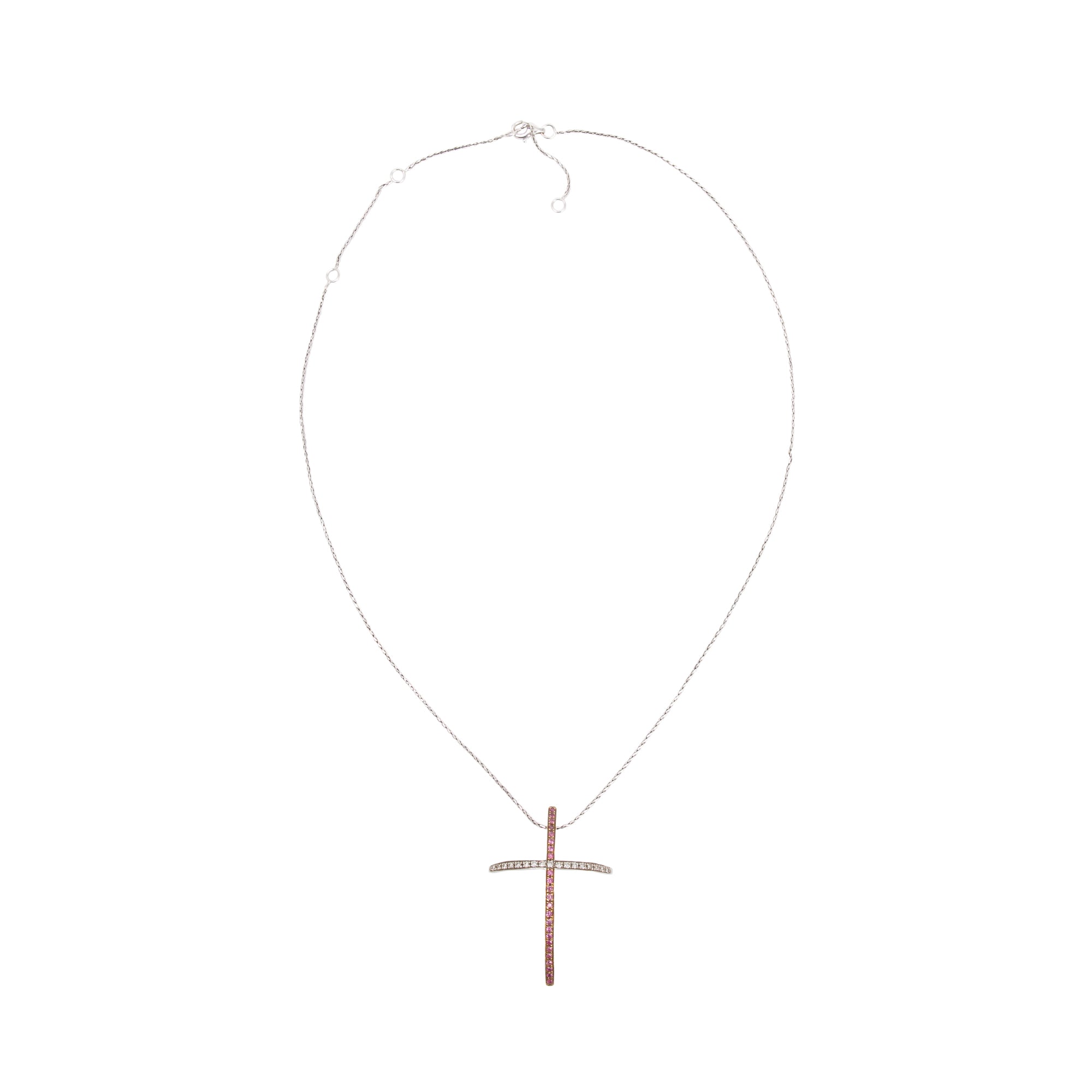 Chimento 18k White Gold Ruby & Diamond Cross Pendant Necklace