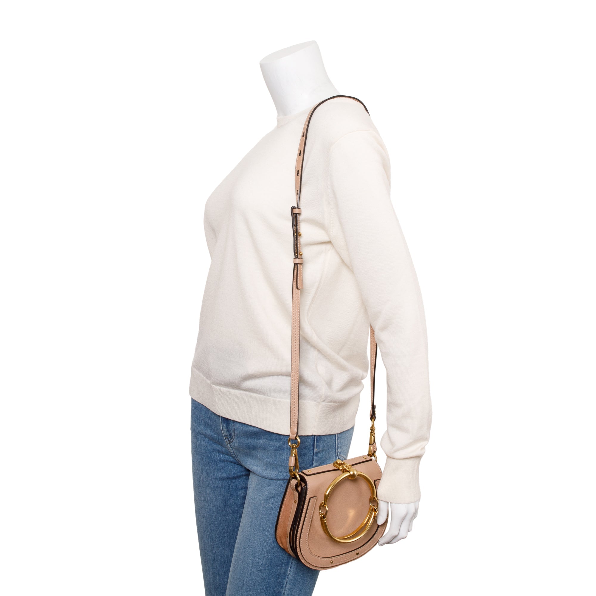 Chloe Beige Calfskin Leather Nile Bracelet Crossbody Bag