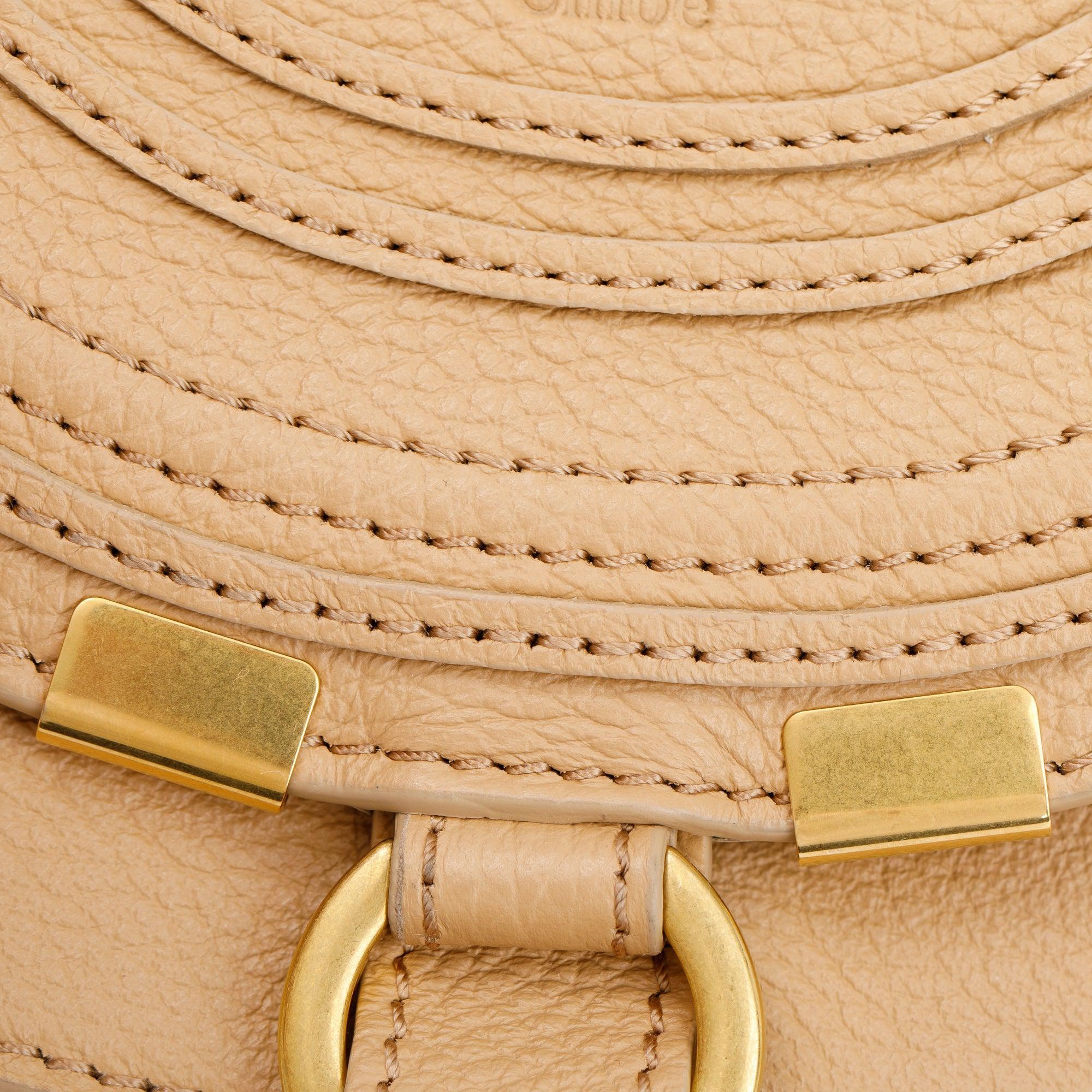 Chloe Beige Calfskin Leather Small Marcie Crossbody Bag