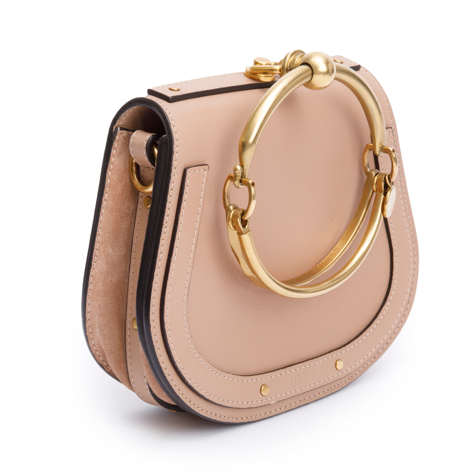 Chloe Beige Calfskin Leather Small Nile Bracelet Crossbody Bag