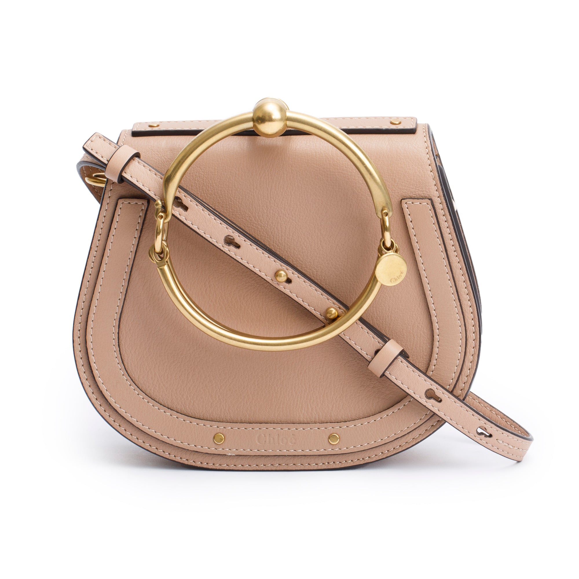 Chloe Beige Calfskin Leather Small Nile Bracelet Crossbody Bag