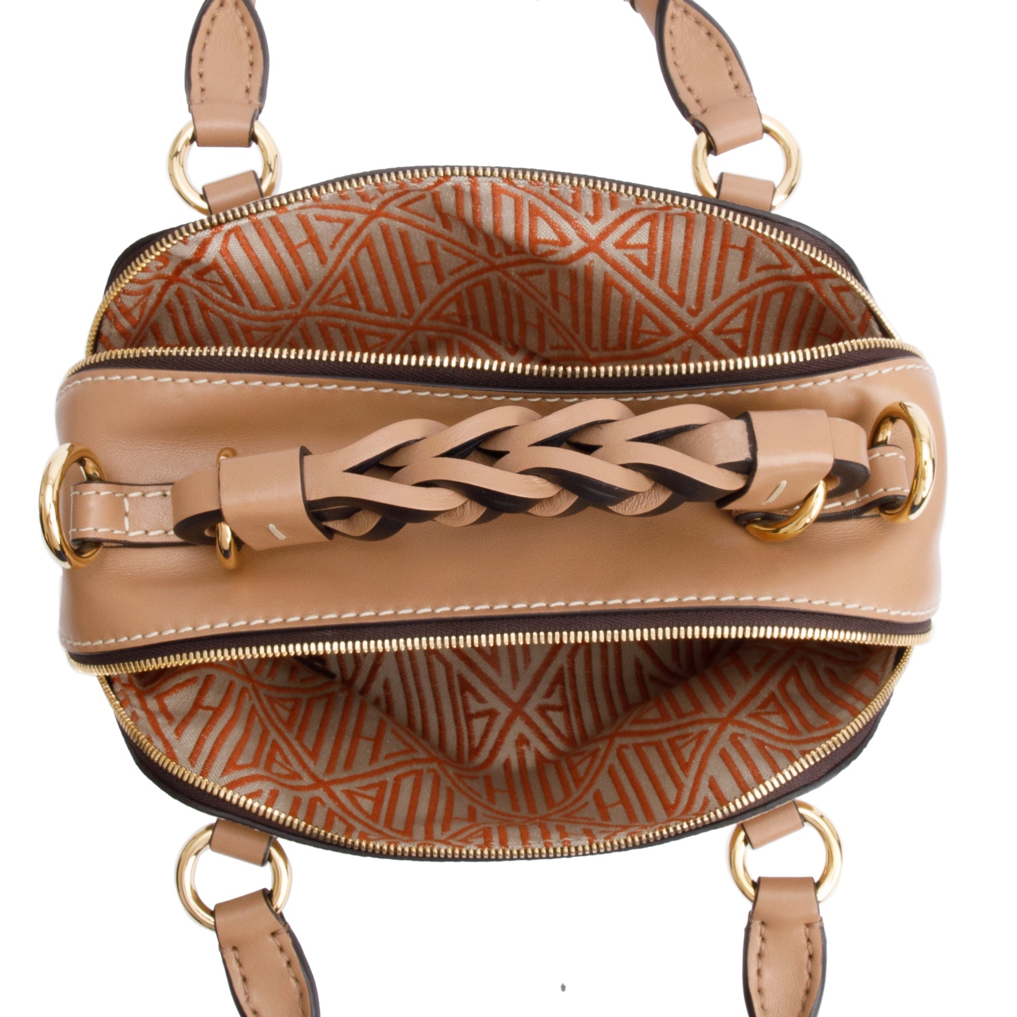Chloe Beige Grained Calfskin Leather Small Daria Shoulder Bag